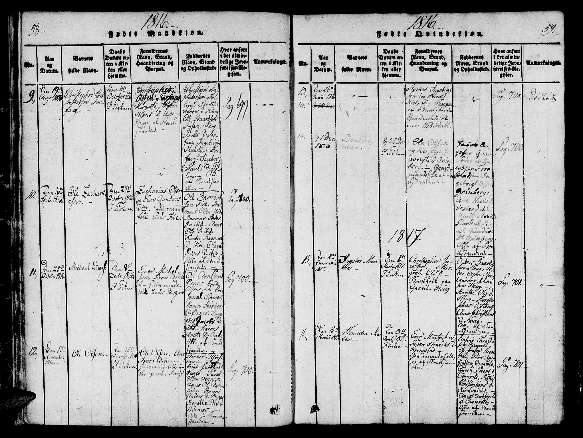 Ministerialprotokoller, klokkerbøker og fødselsregistre - Nord-Trøndelag, SAT/A-1458/746/L0441: Parish register (official) no. 746A03 /2, 1816-1827, p. 58-59