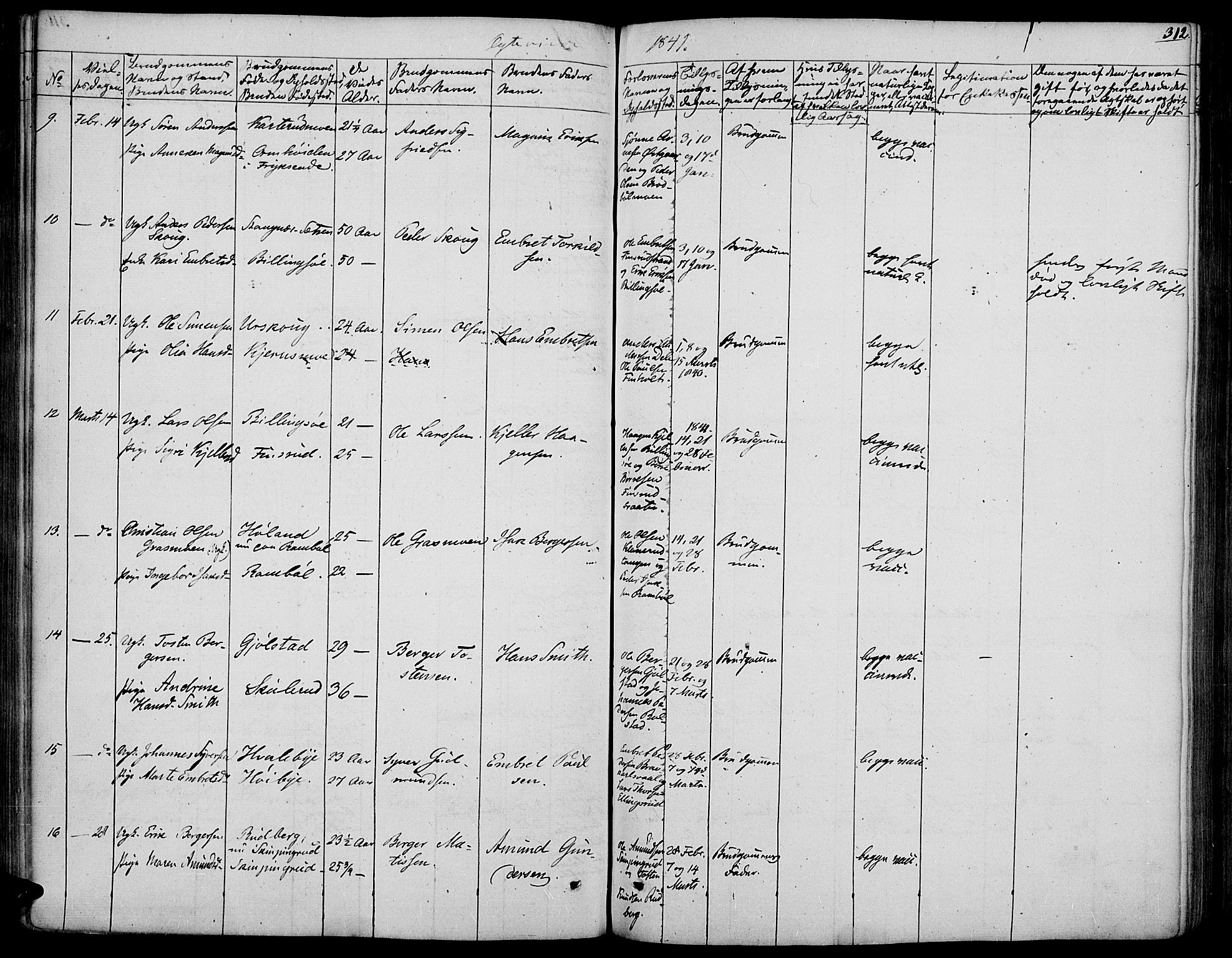 Vinger prestekontor, SAH/PREST-024/H/Ha/Haa/L0008: Parish register (official) no. 8, 1839-1847, p. 312