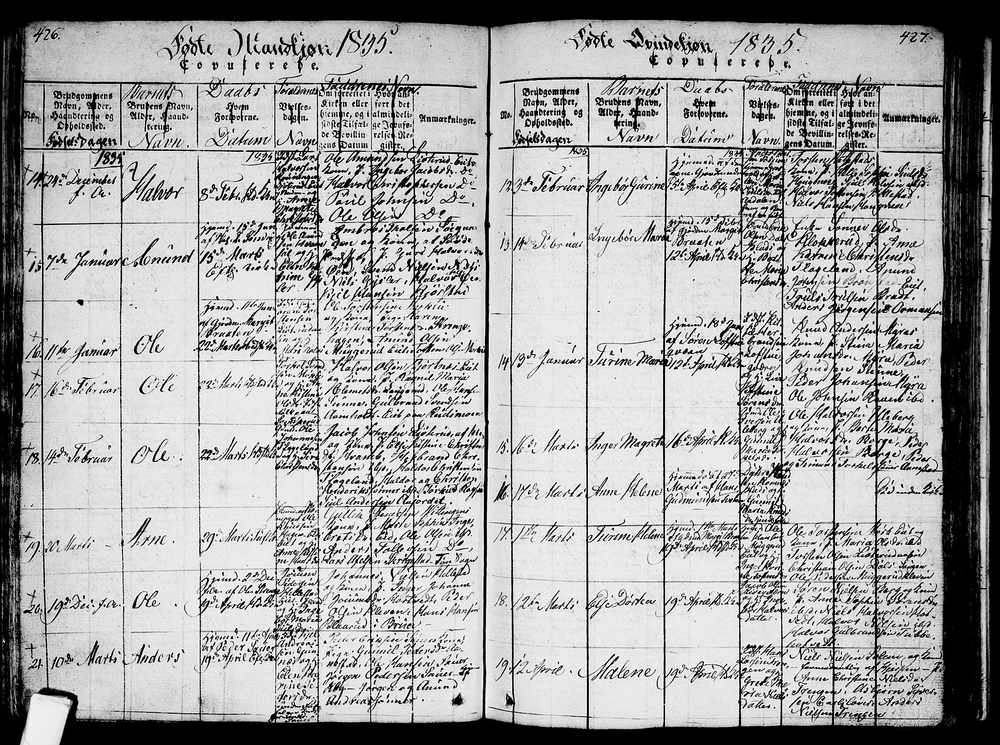 Sandsvær kirkebøker, AV/SAKO-A-244/G/Ga/L0003: Parish register (copy) no. I 3, 1817-1839, p. 426-427