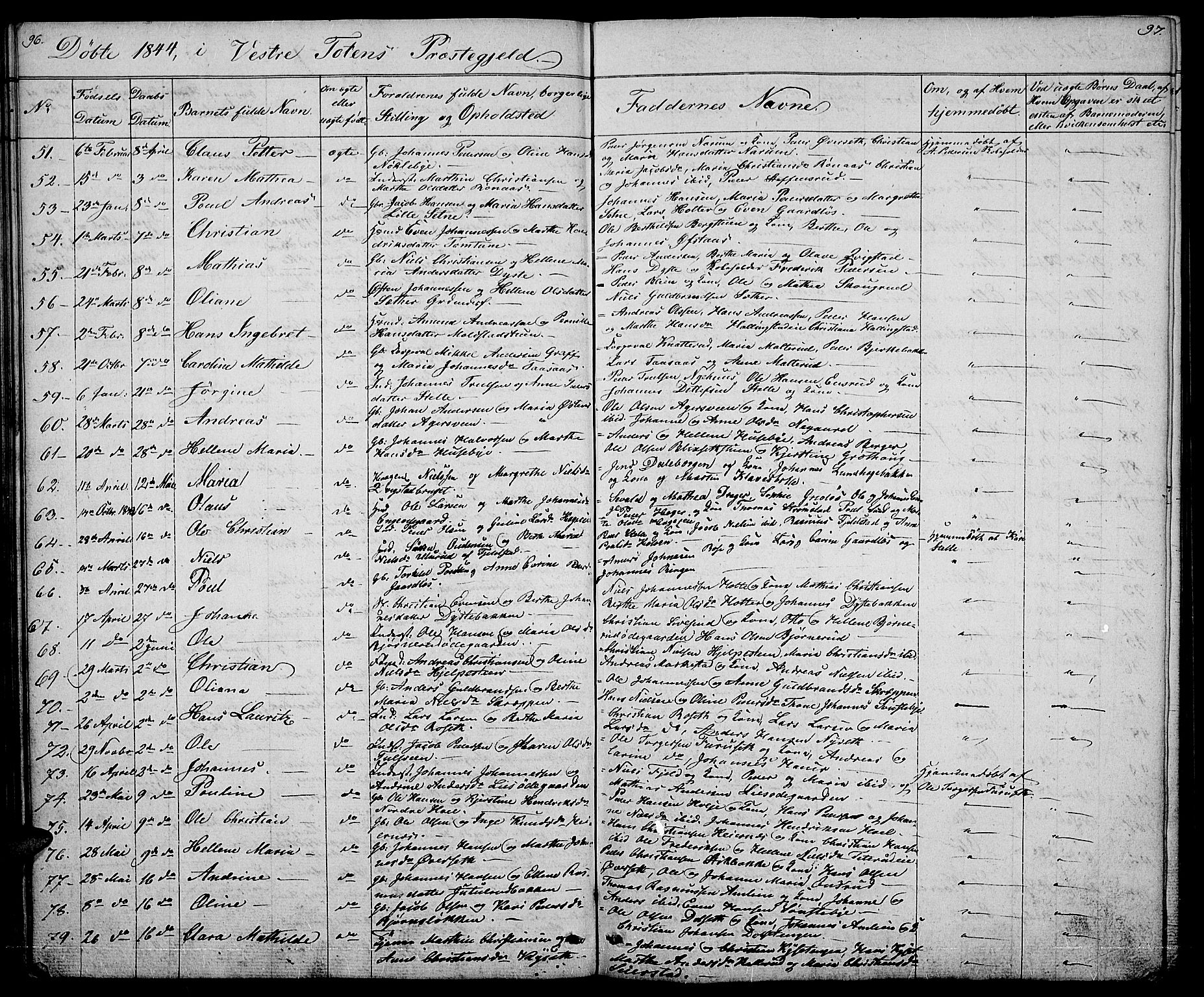 Vestre Toten prestekontor, AV/SAH-PREST-108/H/Ha/Hab/L0002: Parish register (copy) no. 2, 1836-1848, p. 96-97