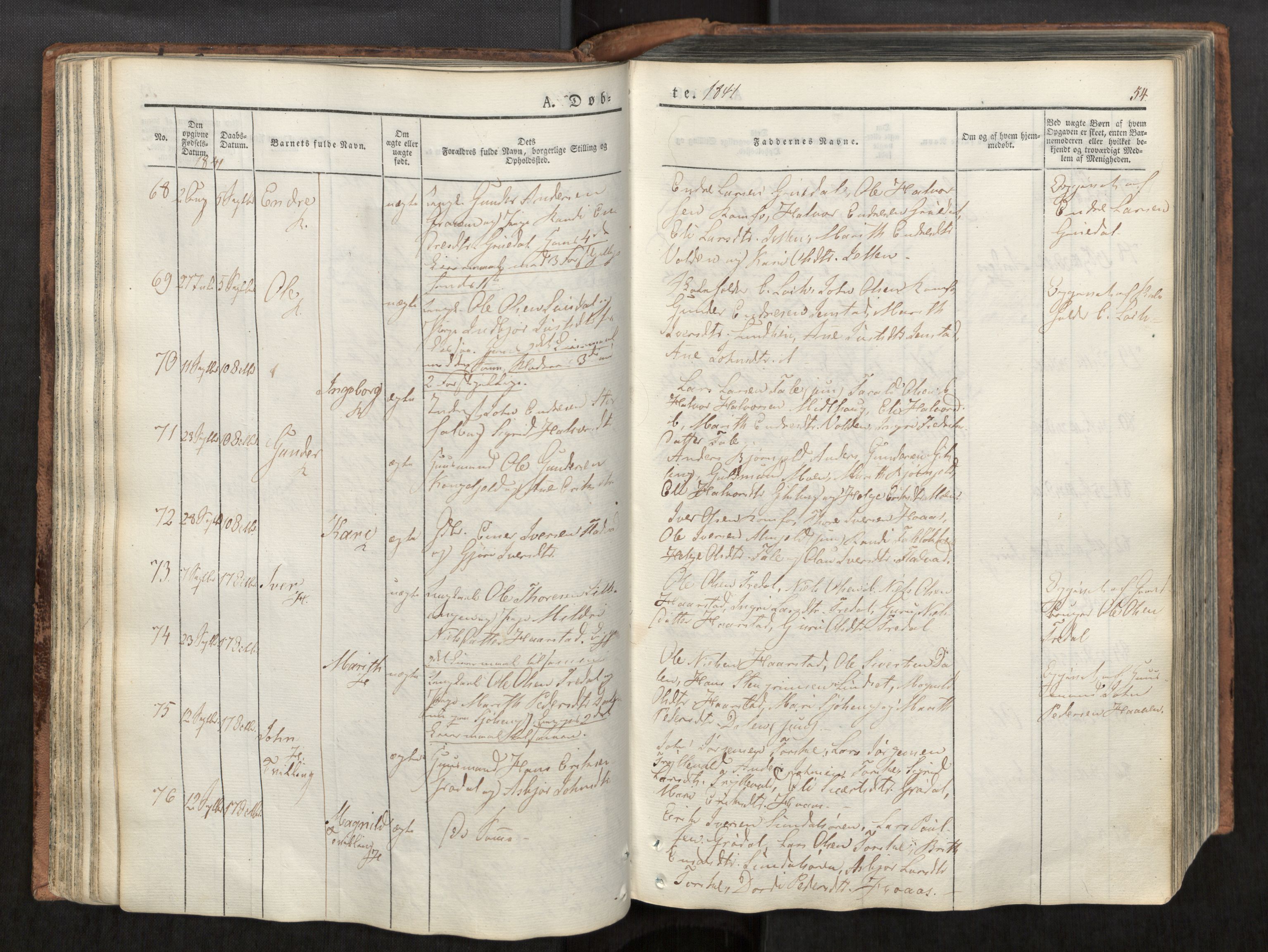 Ministerialprotokoller, klokkerbøker og fødselsregistre - Møre og Romsdal, AV/SAT-A-1454/590/L1012: Parish register (official) no. 590A04, 1832-1846, p. 54