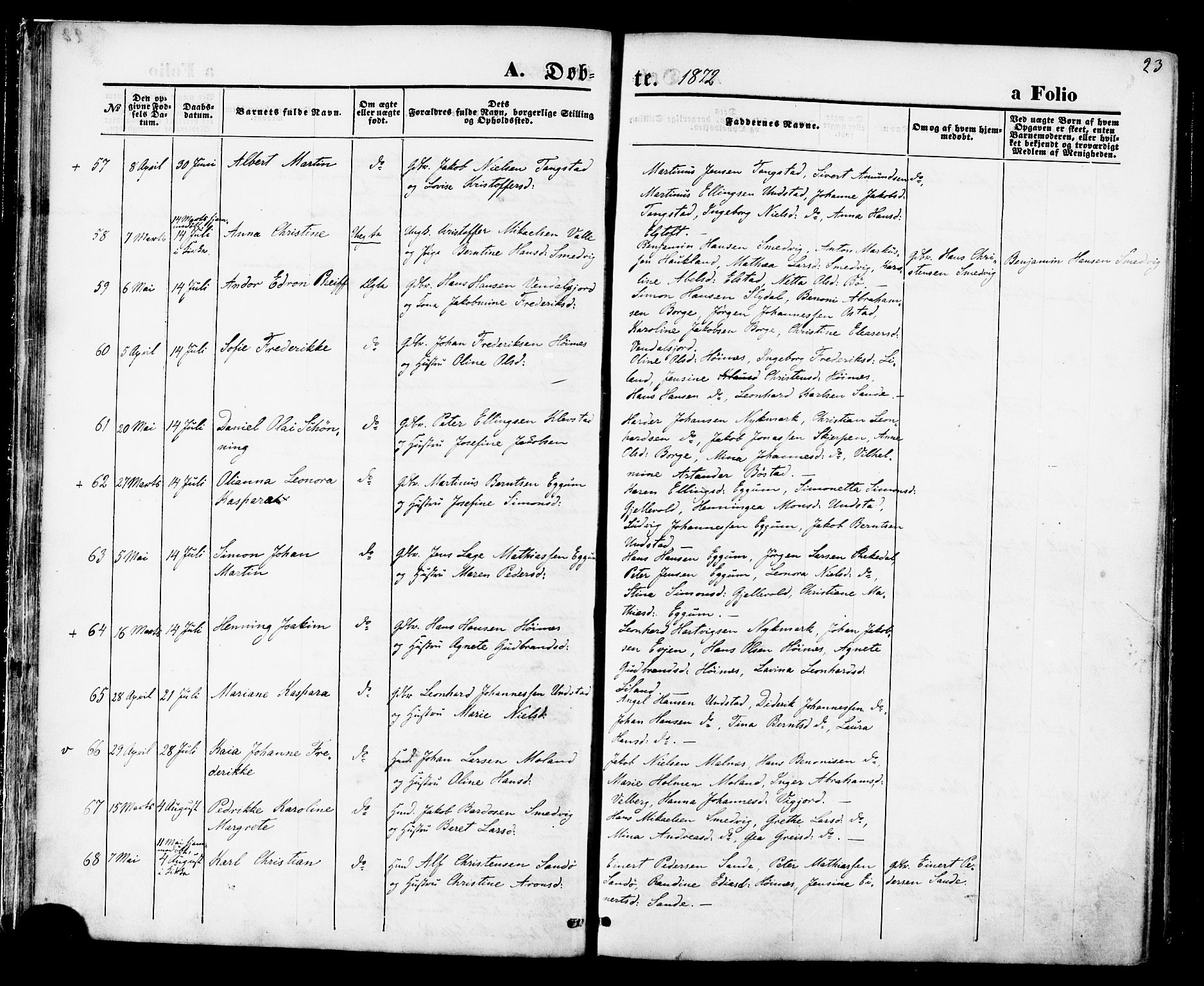 Ministerialprotokoller, klokkerbøker og fødselsregistre - Nordland, SAT/A-1459/880/L1132: Parish register (official) no. 880A06, 1869-1887, p. 23