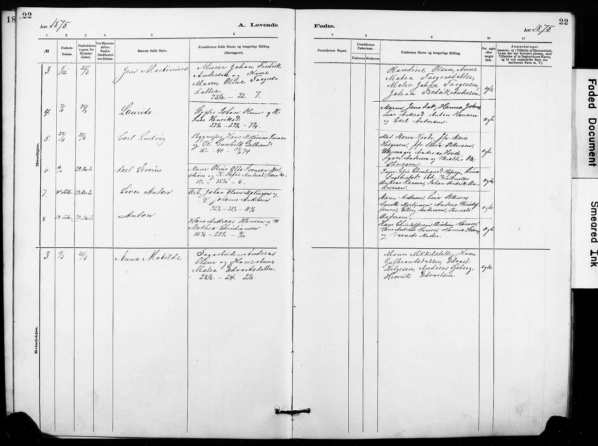 Hønefoss kirkebøker, AV/SAKO-A-609/G/Ga/L0001: Parish register (copy) no. 1, 1870-1887, p. 22