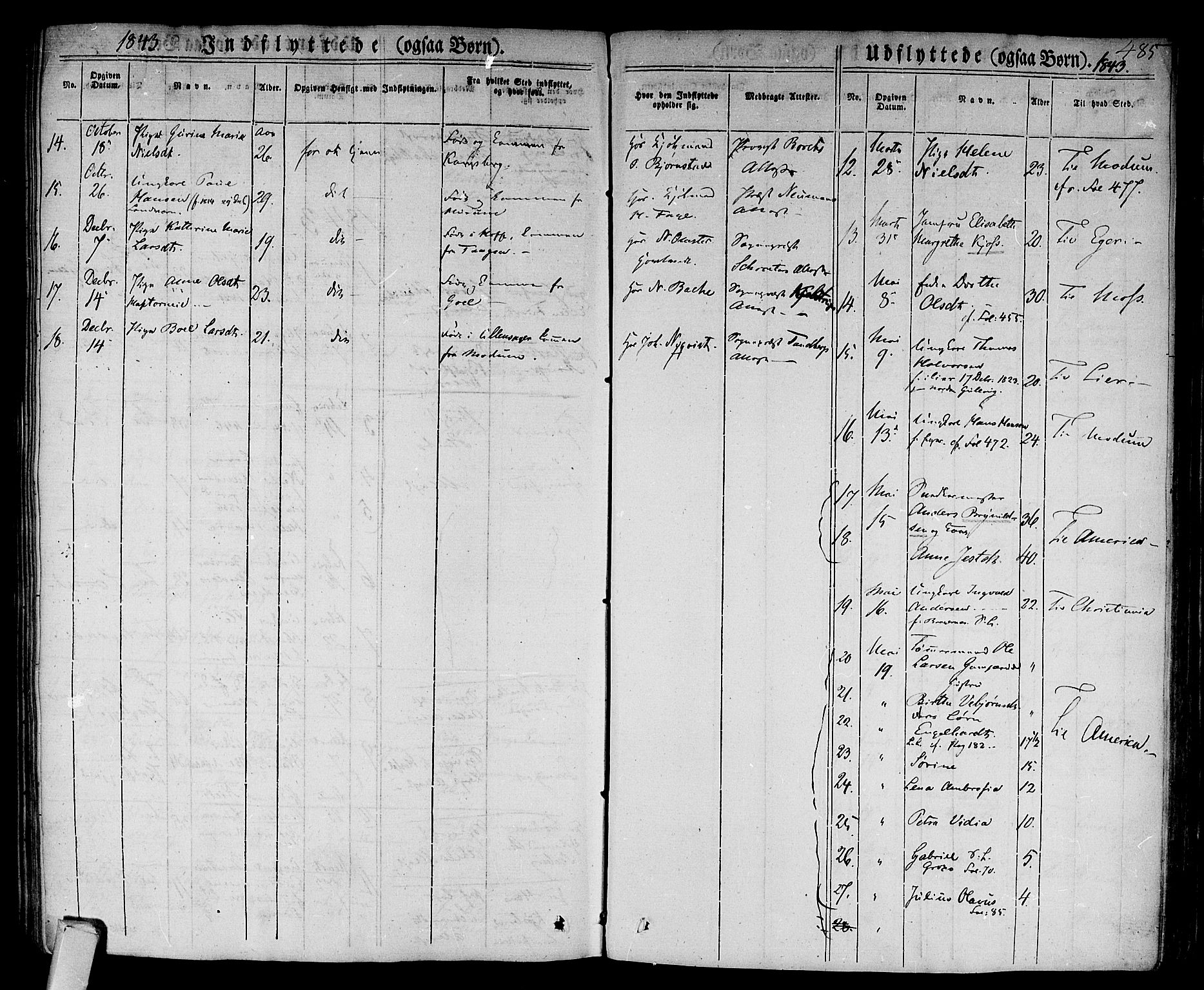 Bragernes kirkebøker, AV/SAKO-A-6/F/Fb/L0001: Parish register (official) no. II 1, 1830-1847, p. 485