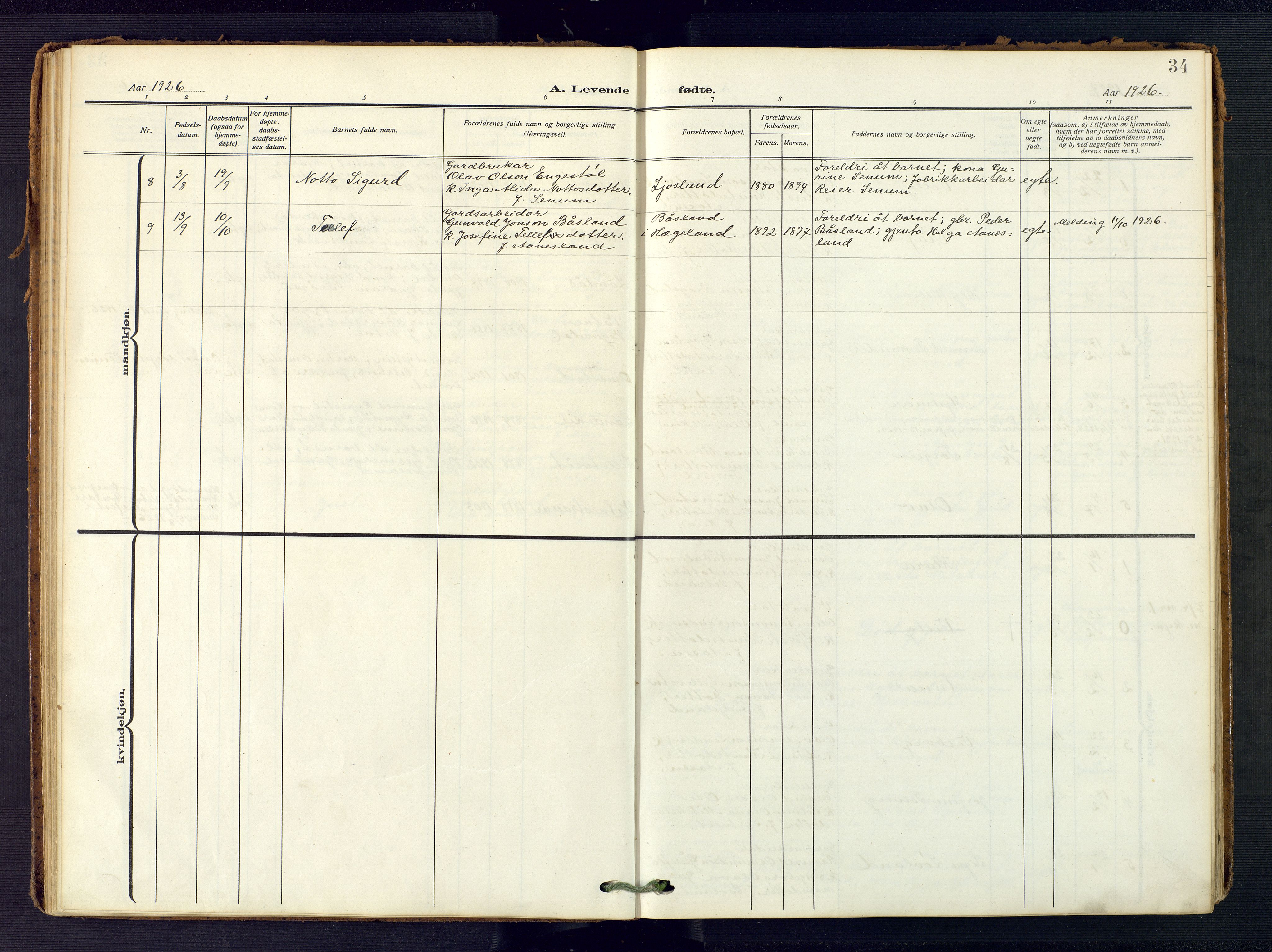 Evje sokneprestkontor, AV/SAK-1111-0008/F/Fa/Fac/L0004: Parish register (official) no. A 4, 1910-1932, p. 34