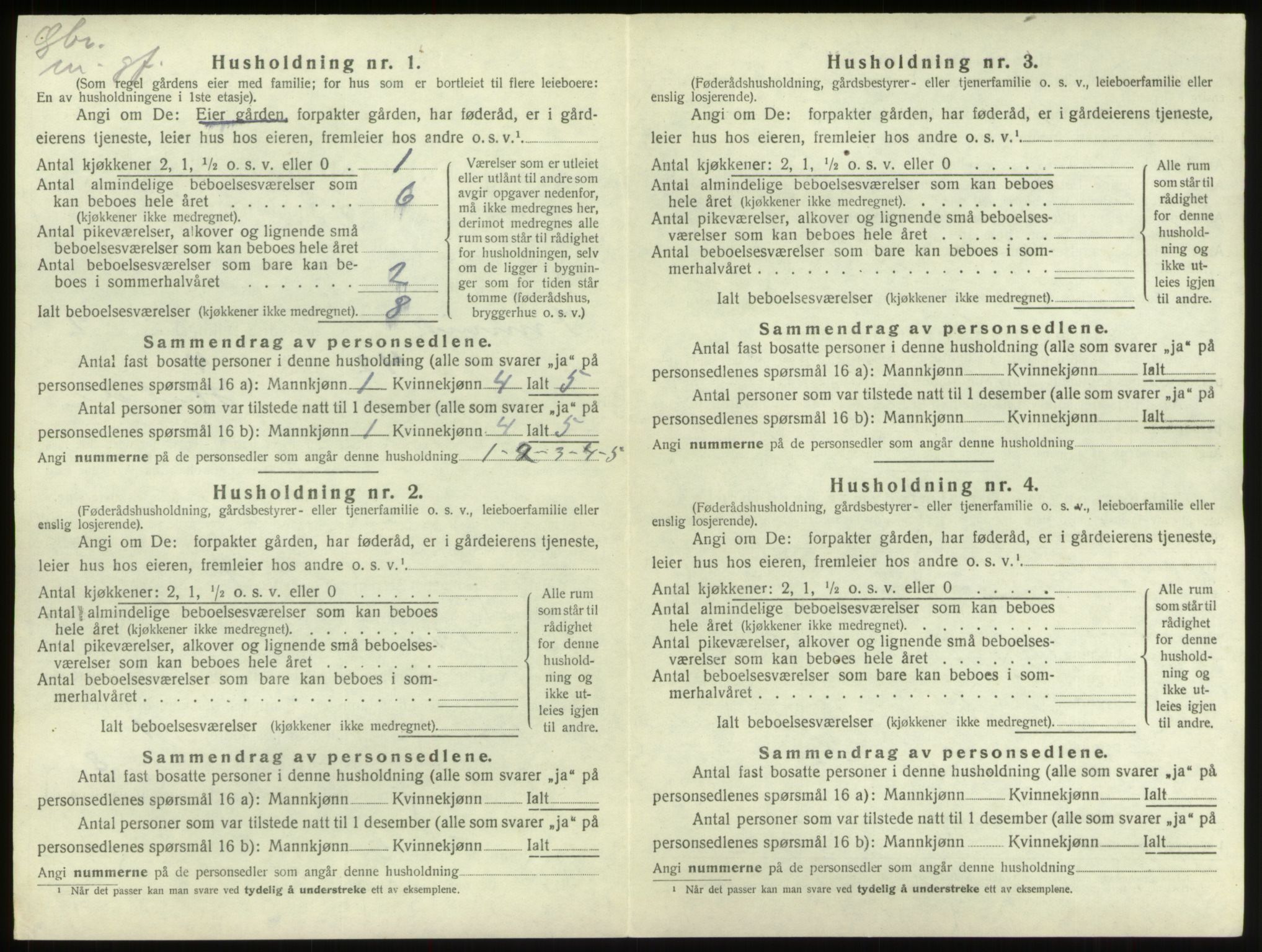 SAB, 1920 census for Innvik, 1920, p. 85