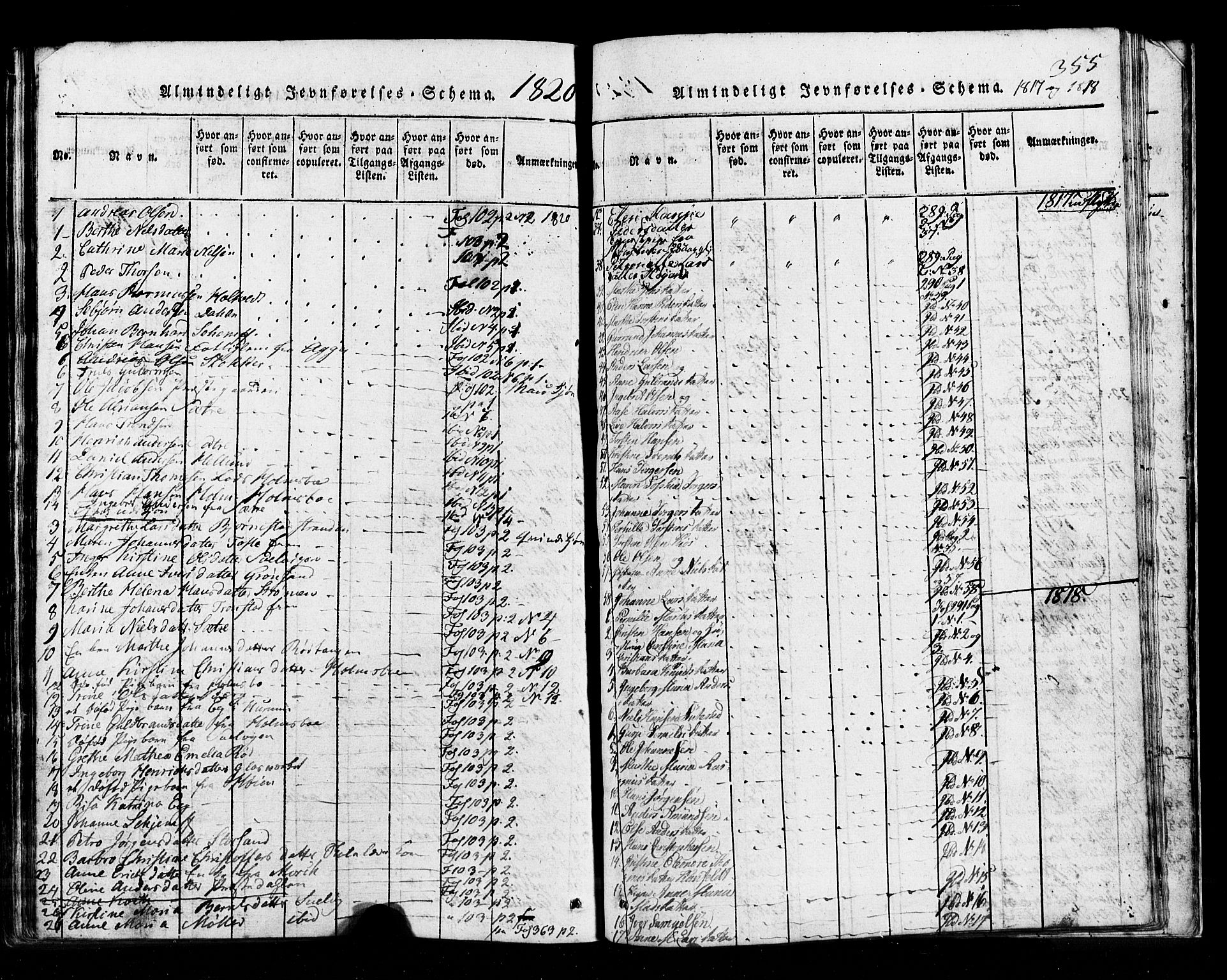 Hurum kirkebøker, SAKO/A-229/G/Ga/L0001: Parish register (copy) no. I 1, 1816-1826, p. 355
