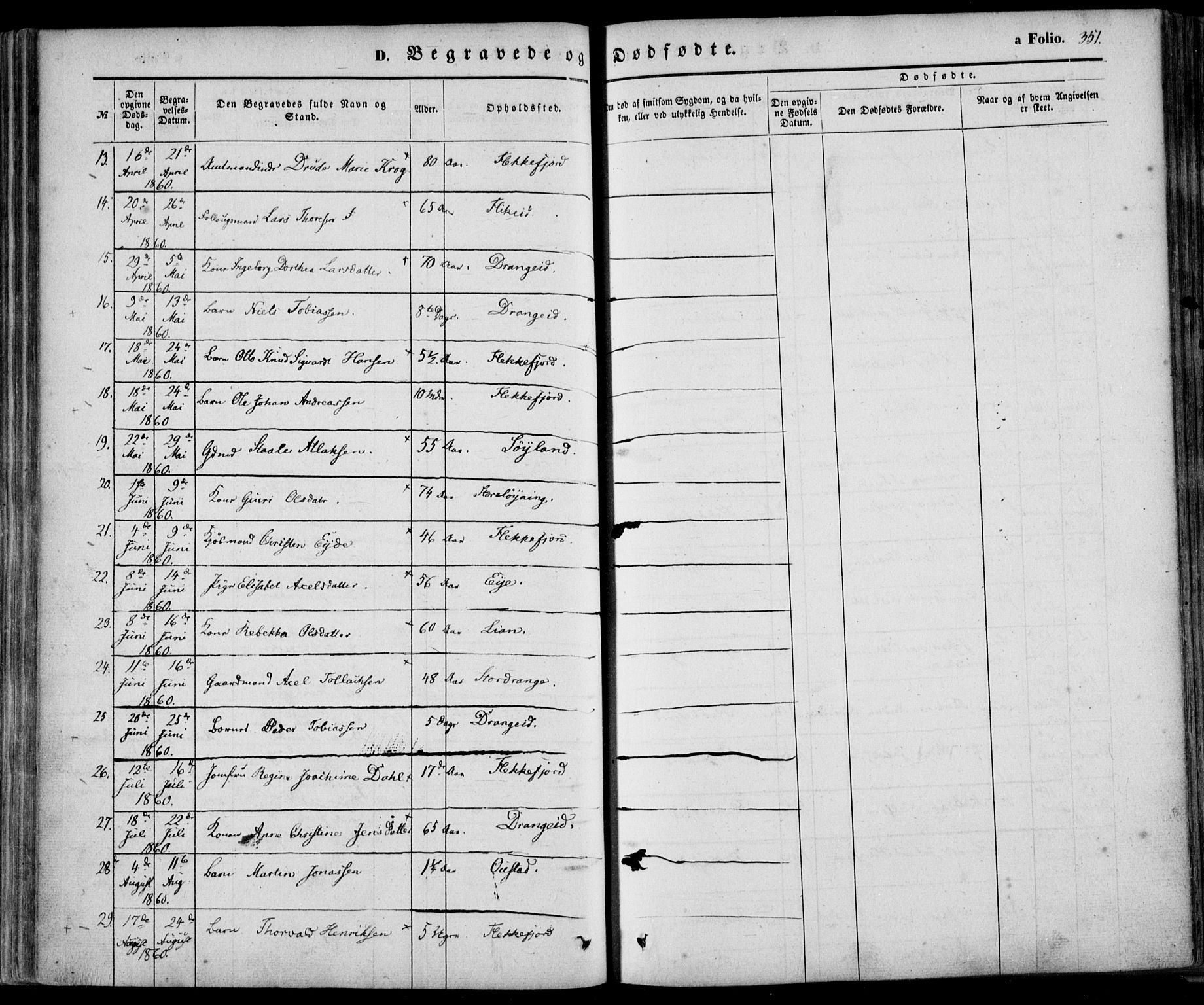 Flekkefjord sokneprestkontor, AV/SAK-1111-0012/F/Fa/Fac/L0005: Parish register (official) no. A 5, 1849-1875, p. 351