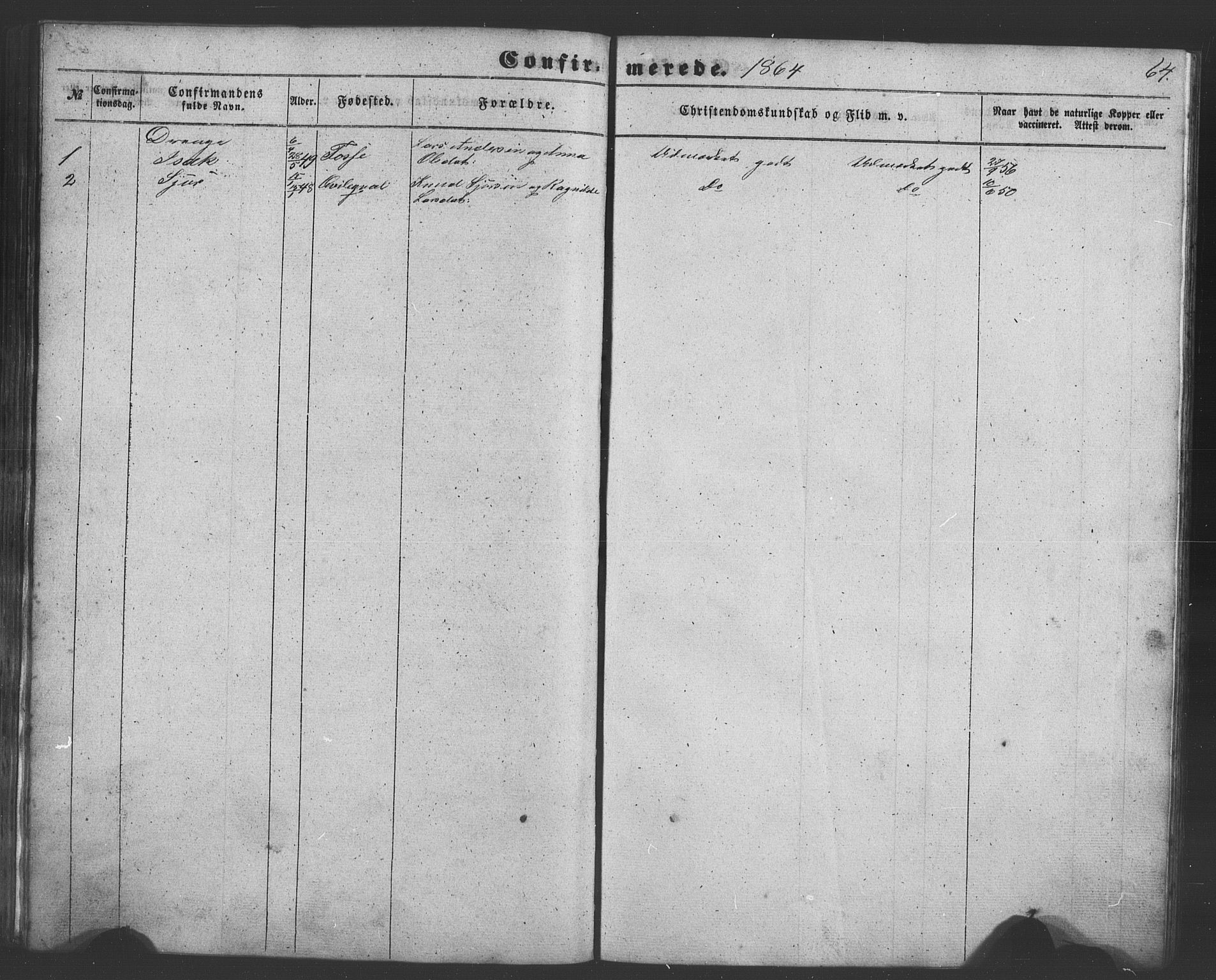 Evanger sokneprestembete, SAB/A-99924: Parish register (copy) no. A 1, 1855-1864, p. 64