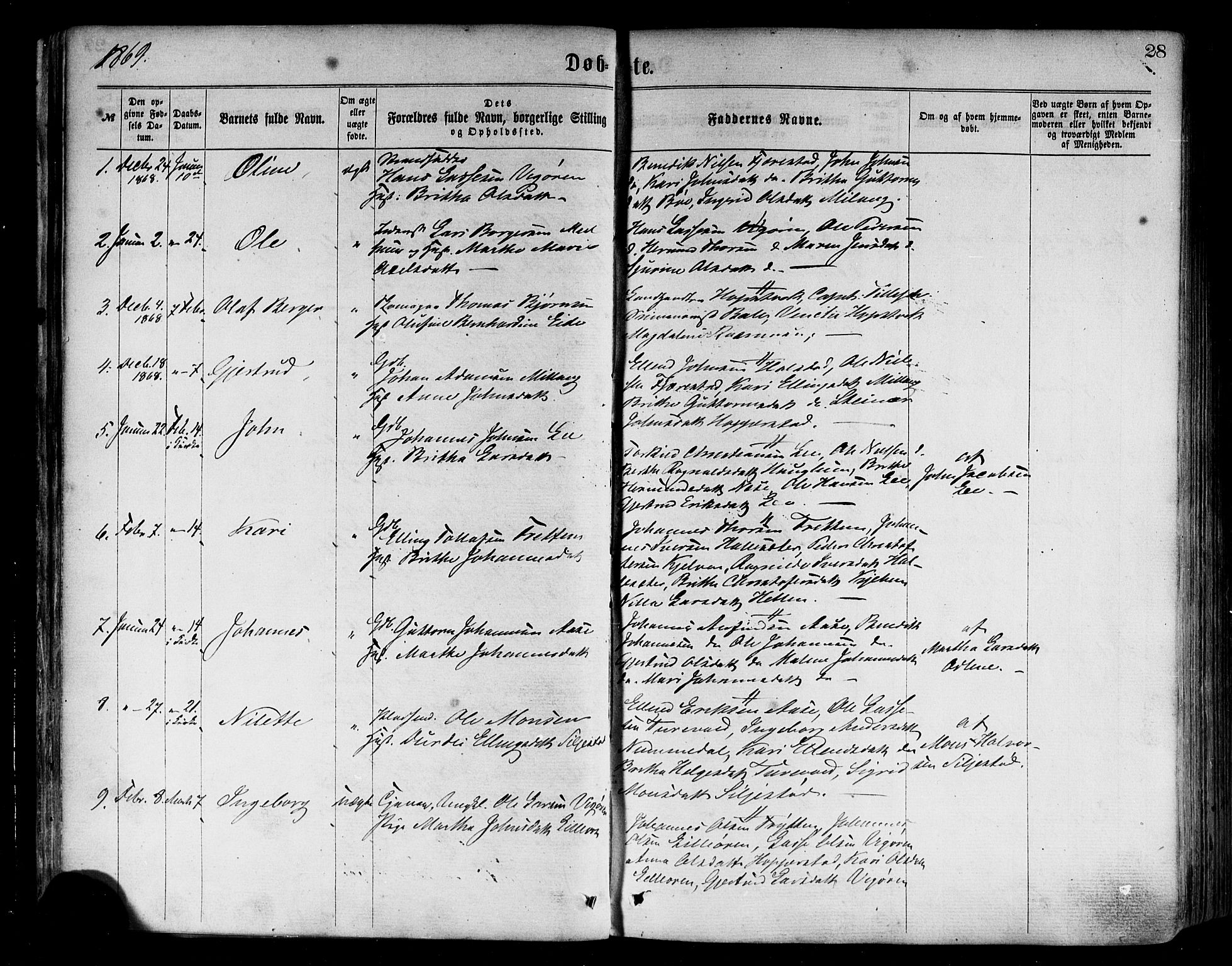 Vik sokneprestembete, AV/SAB-A-81501/H/Haa/Haaa/L0009: Parish register (official) no. A 9, 1866-1877, p. 28