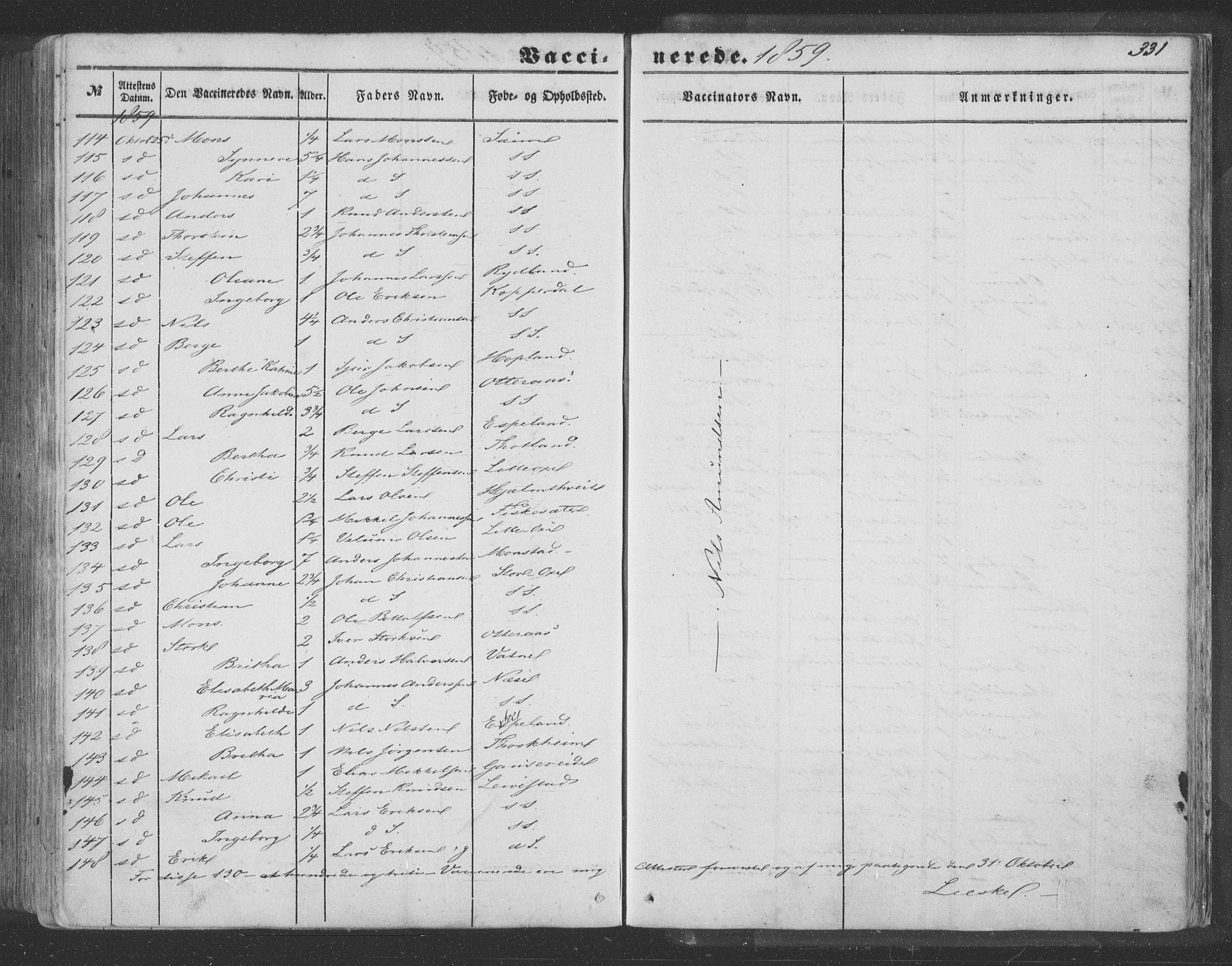 Hosanger sokneprestembete, AV/SAB-A-75801/H/Haa: Parish register (official) no. A 8, 1849-1863, p. 331