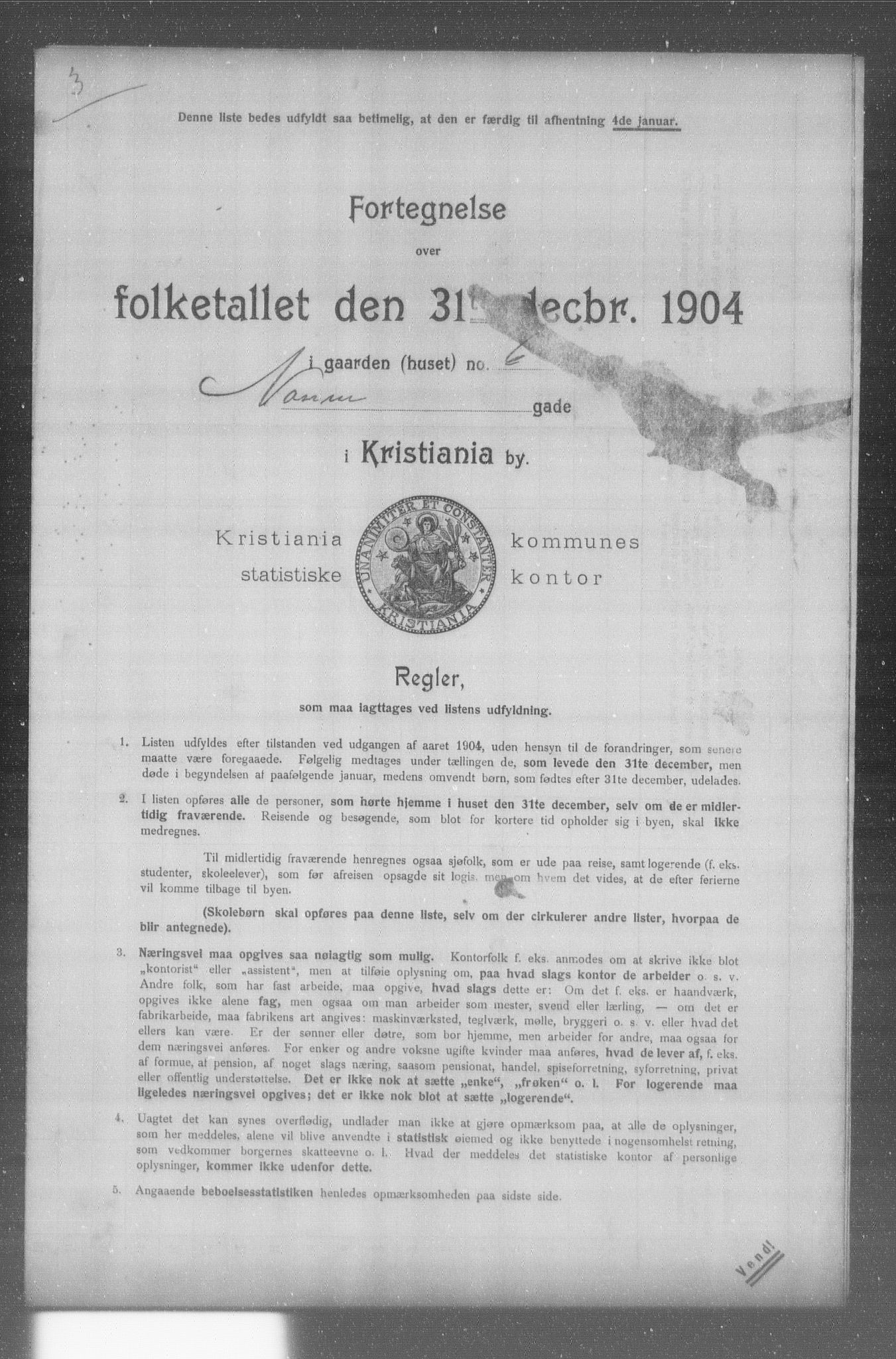 OBA, Municipal Census 1904 for Kristiania, 1904, p. 13674