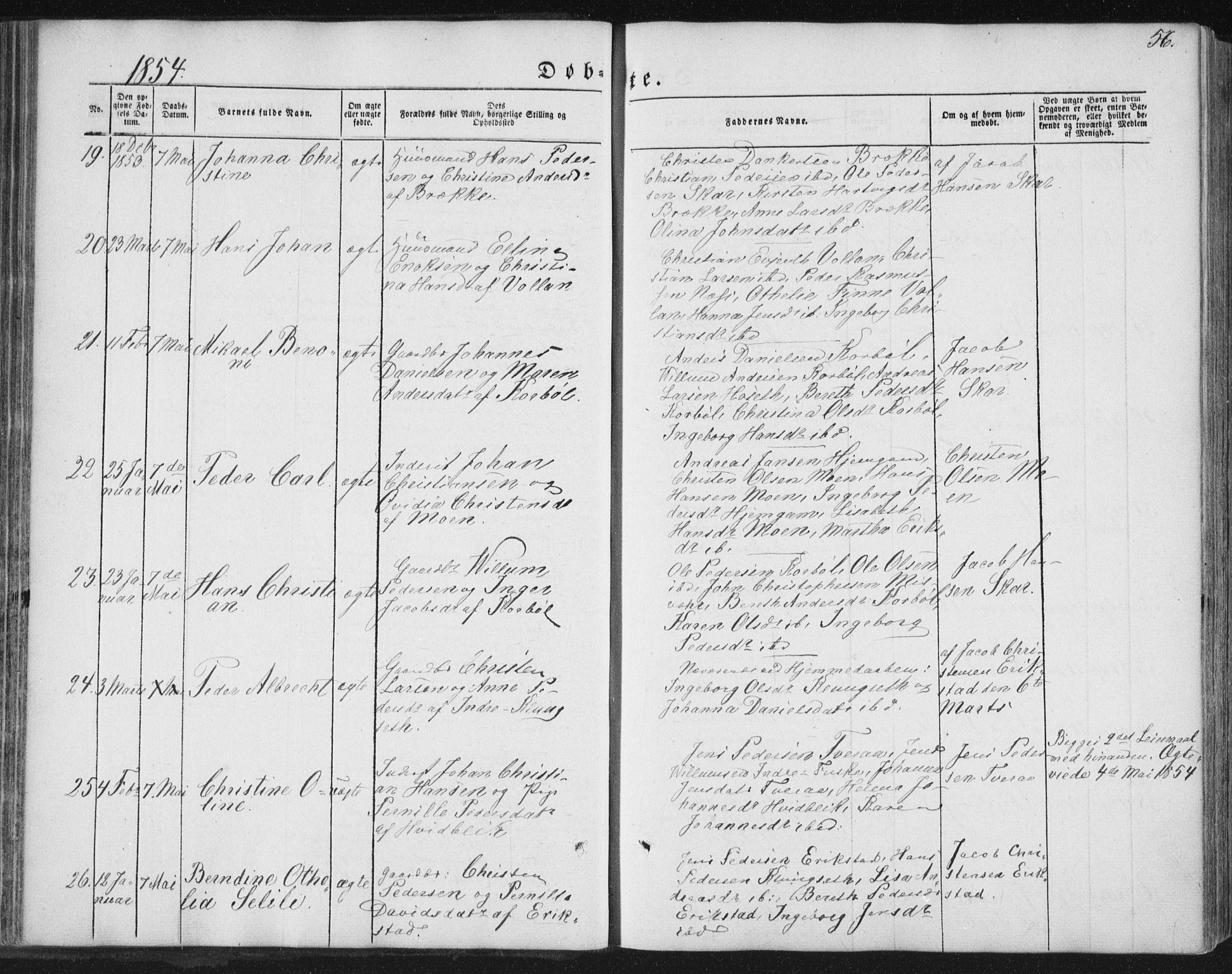 Ministerialprotokoller, klokkerbøker og fødselsregistre - Nordland, AV/SAT-A-1459/852/L0738: Parish register (official) no. 852A08, 1849-1865, p. 56