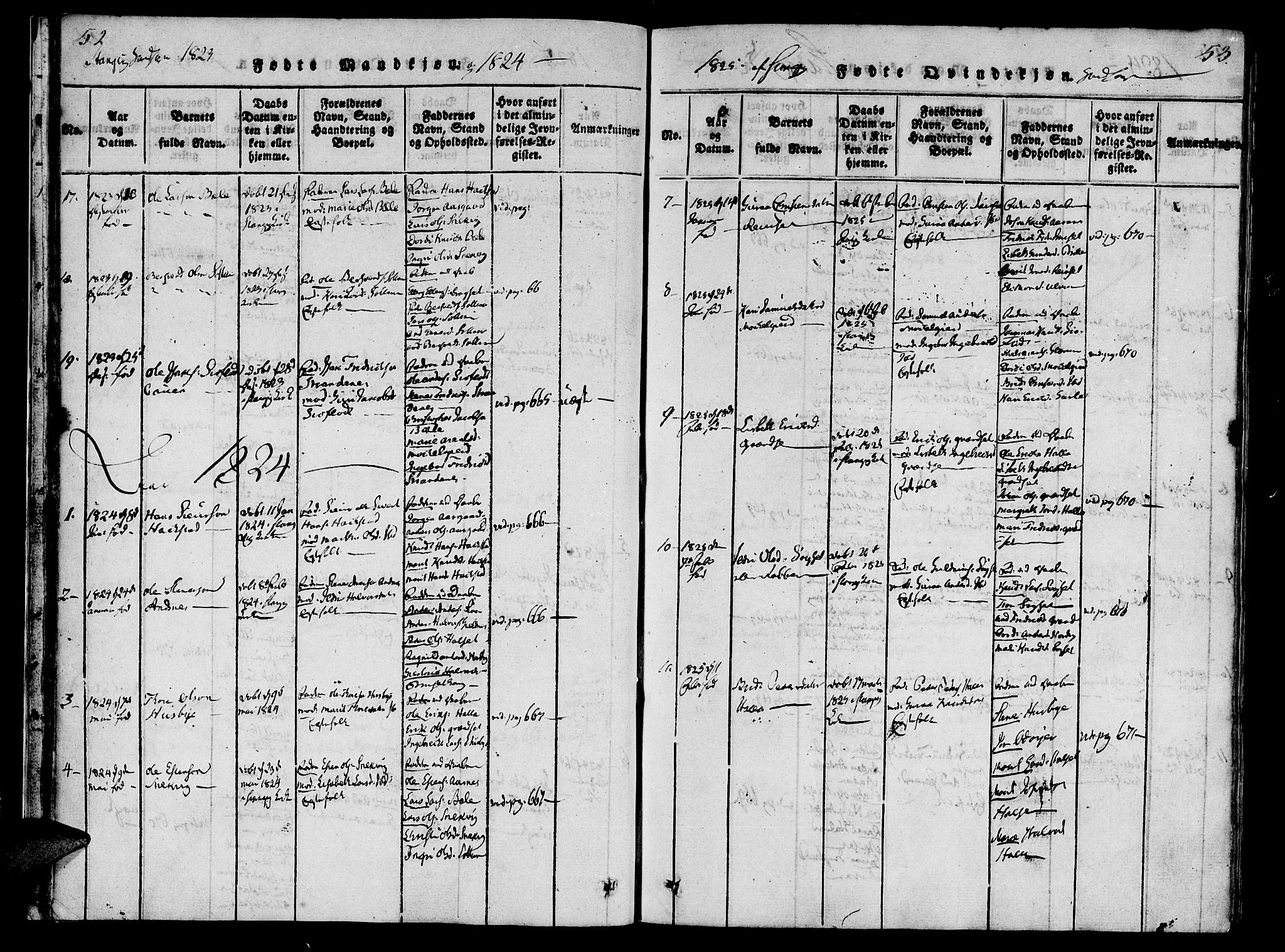 Ministerialprotokoller, klokkerbøker og fødselsregistre - Møre og Romsdal, AV/SAT-A-1454/592/L1023: Parish register (official) no. 592A02, 1820-1830, p. 52-53