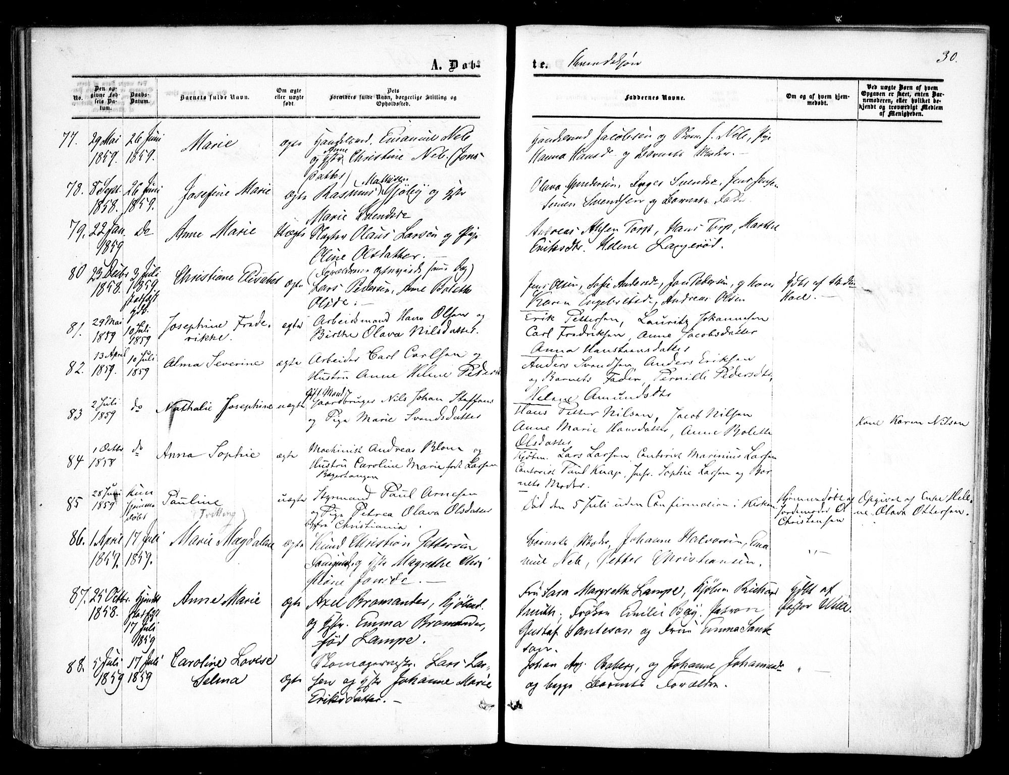 Halden prestekontor Kirkebøker, AV/SAO-A-10909/F/Fa/L0007: Parish register (official) no. I 7, 1857-1865, p. 30