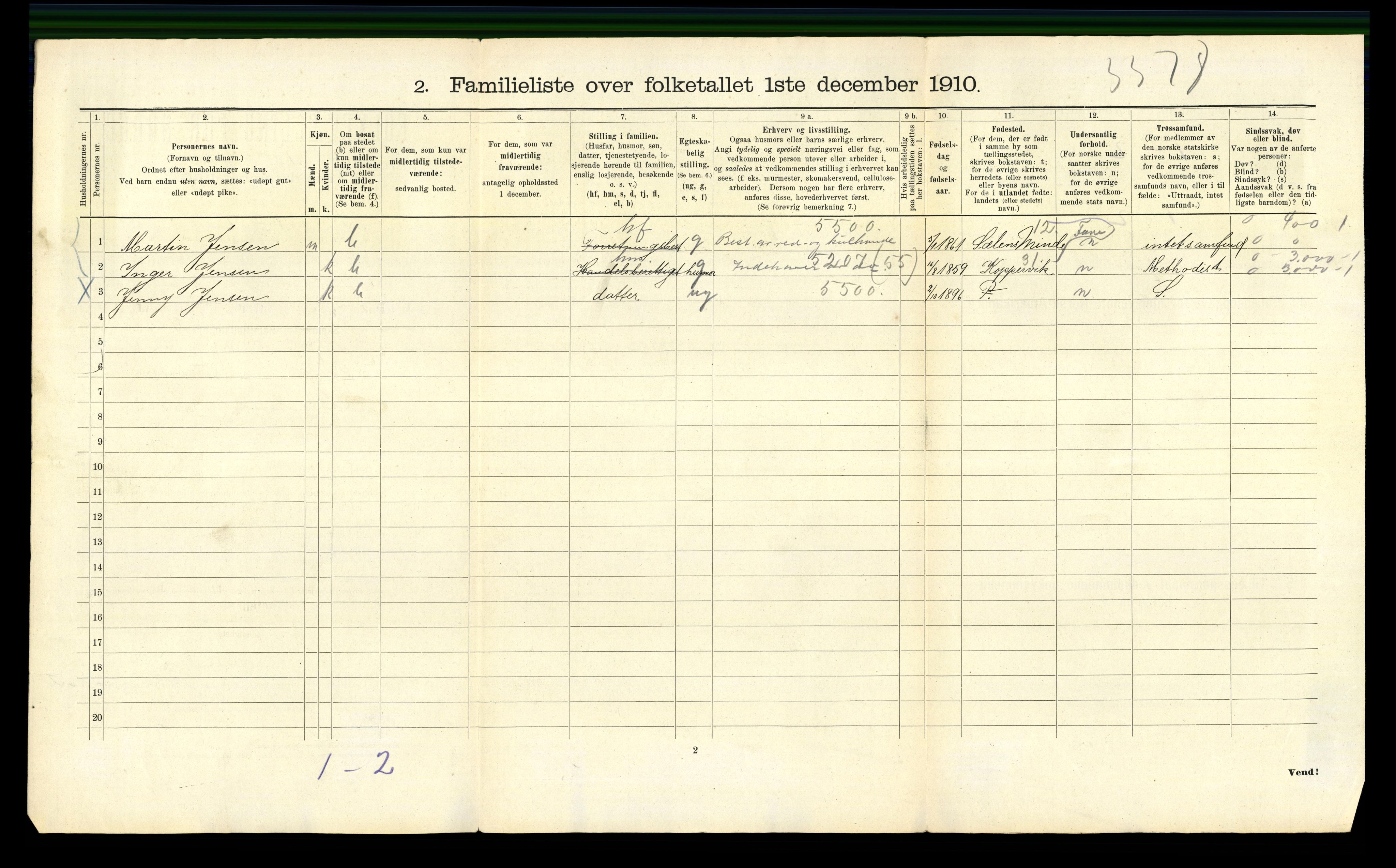 RA, 1910 census for Bergen, 1910, p. 18700