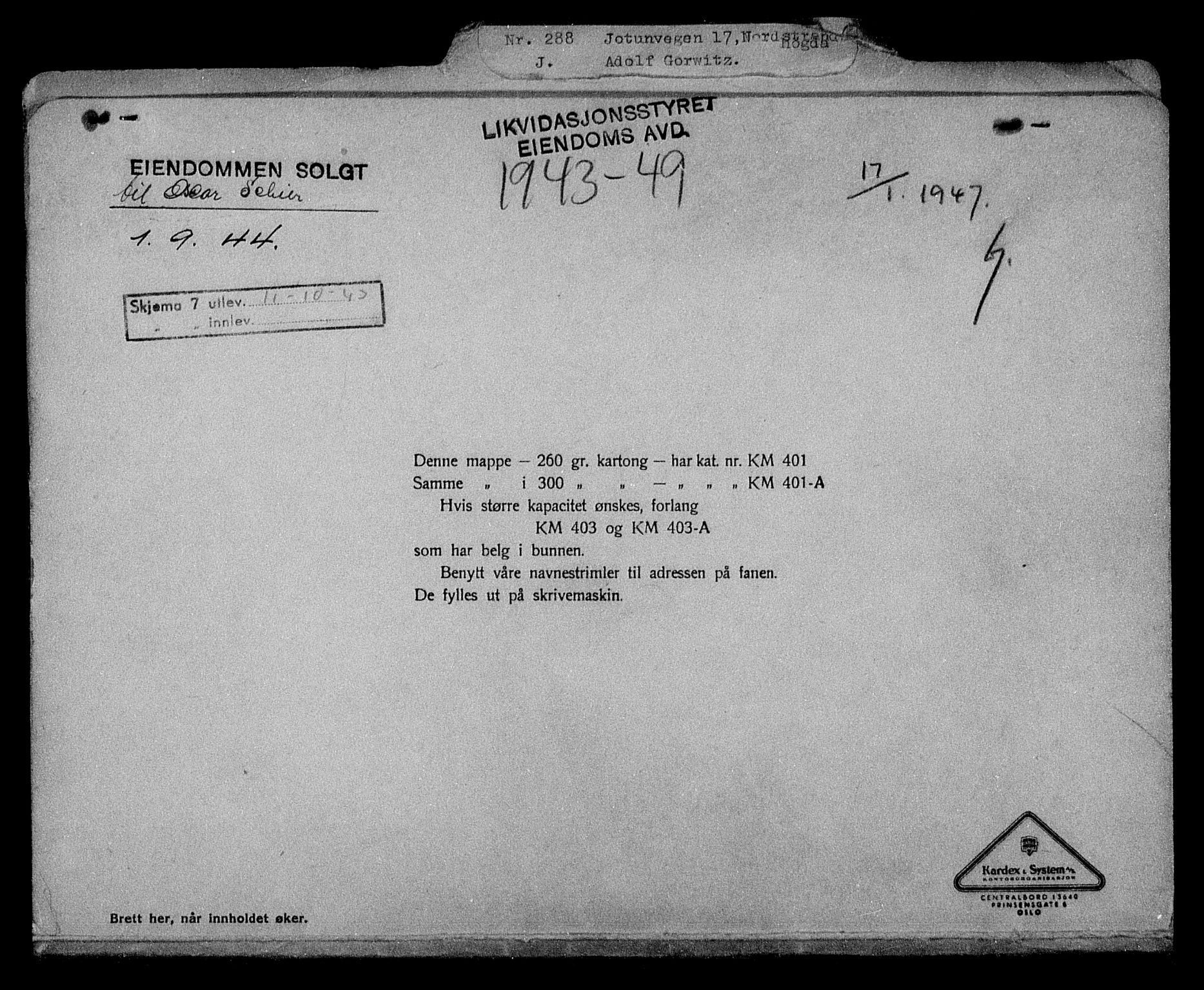 Justisdepartementet, Tilbakeføringskontoret for inndratte formuer, AV/RA-S-1564/H/Hc/Hcc/L0940: --, 1945-1947, p. 672