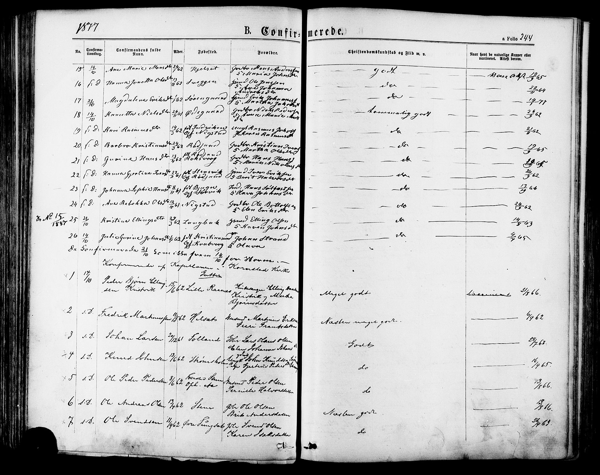 Ministerialprotokoller, klokkerbøker og fødselsregistre - Møre og Romsdal, SAT/A-1454/568/L0805: Parish register (official) no. 568A12 /1, 1869-1884, p. 244