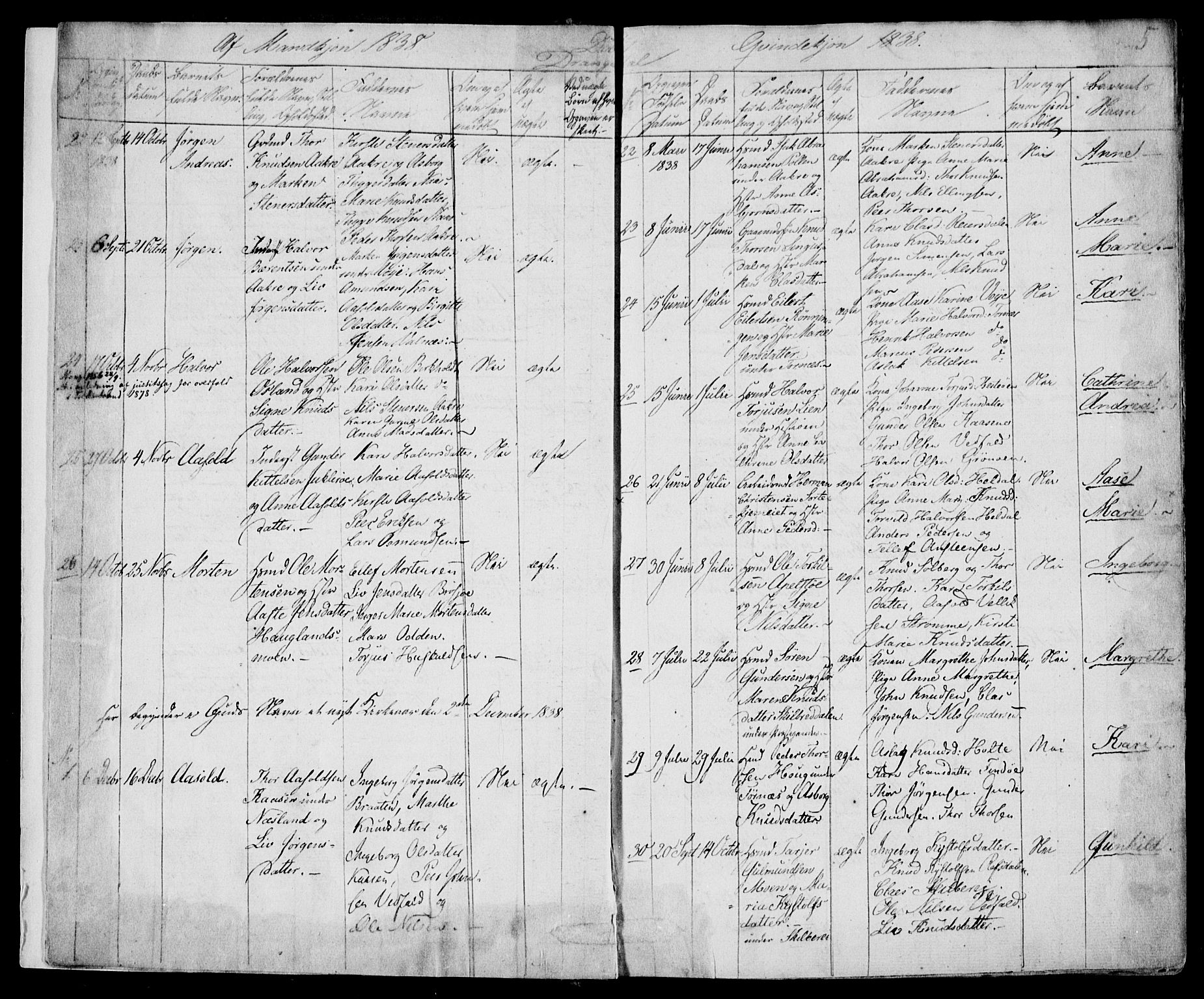 Drangedal kirkebøker, SAKO/A-258/F/Fa/L0007a: Parish register (official) no. 7a, 1837-1856, p. 5