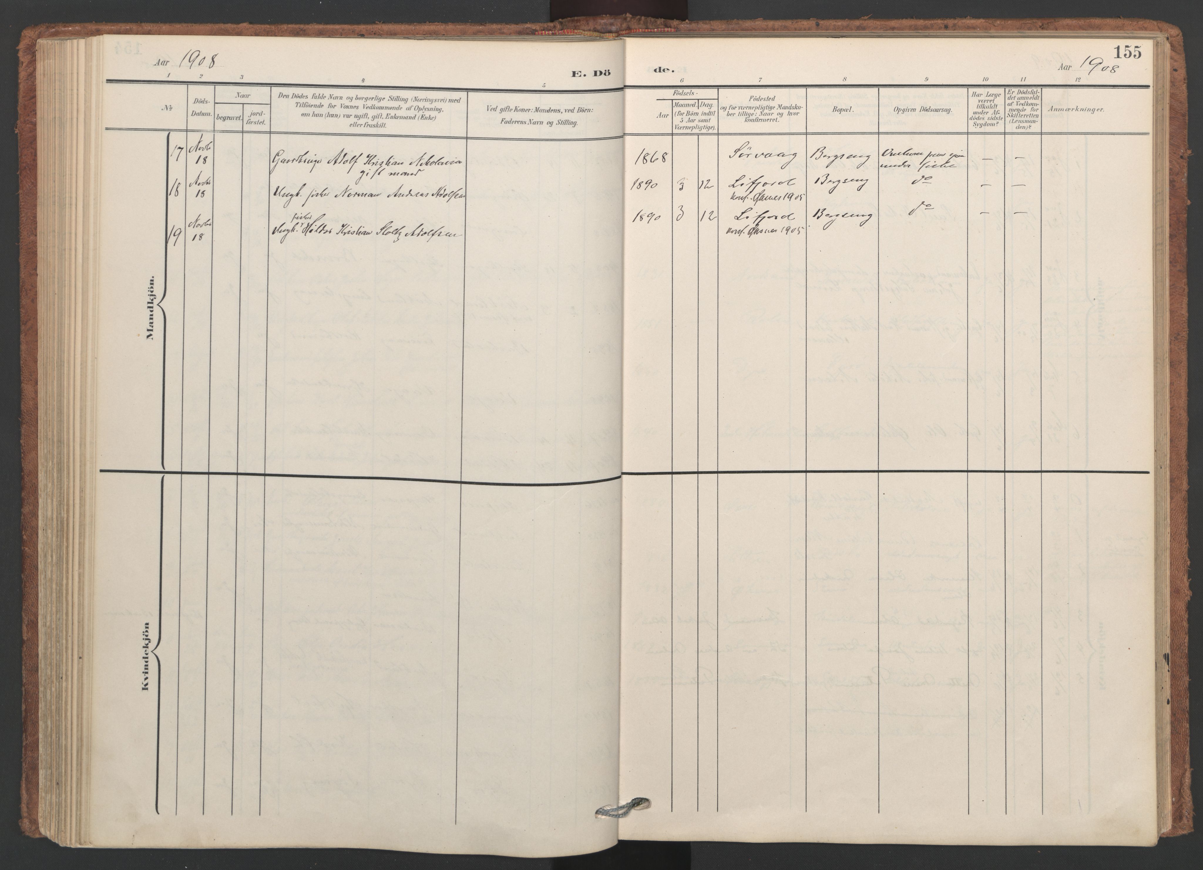Ministerialprotokoller, klokkerbøker og fødselsregistre - Nordland, SAT/A-1459/893/L1339: Parish register (official) no. 893A11, 1904-1914, p. 155