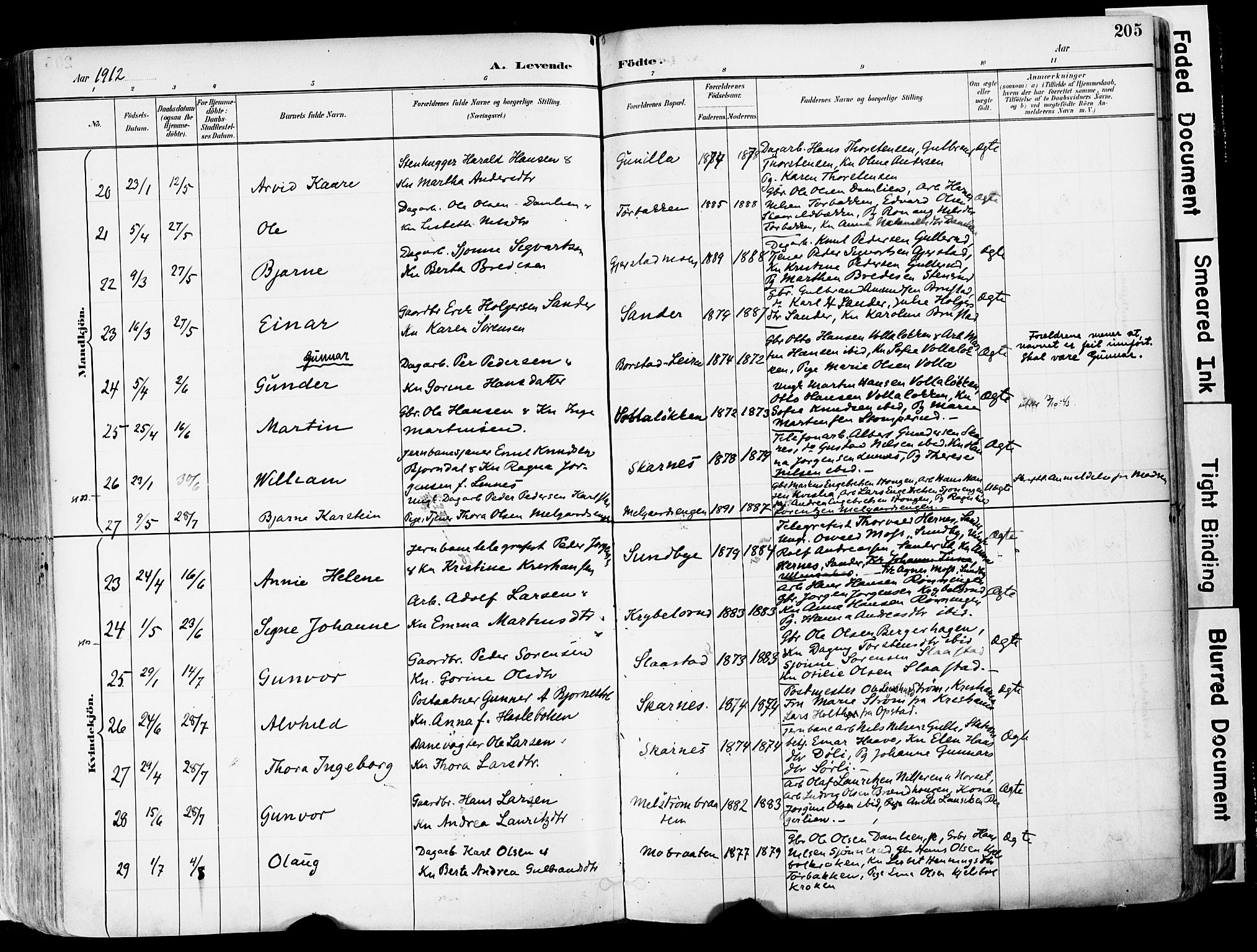 Sør-Odal prestekontor, SAH/PREST-030/H/Ha/Haa/L0006: Parish register (official) no. 6, 1886-1931, p. 205