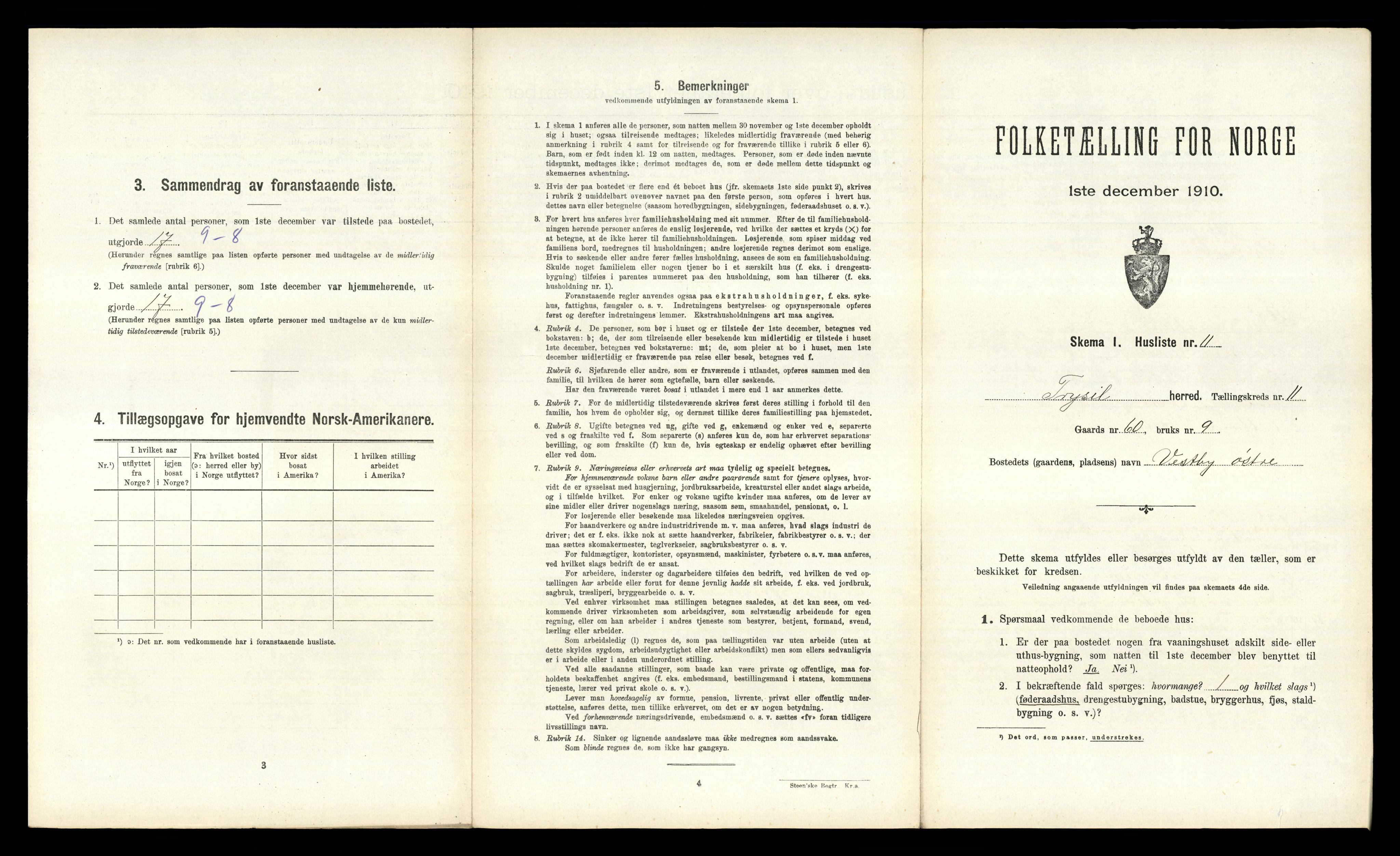 RA, 1910 census for Trysil, 1910, p. 1331
