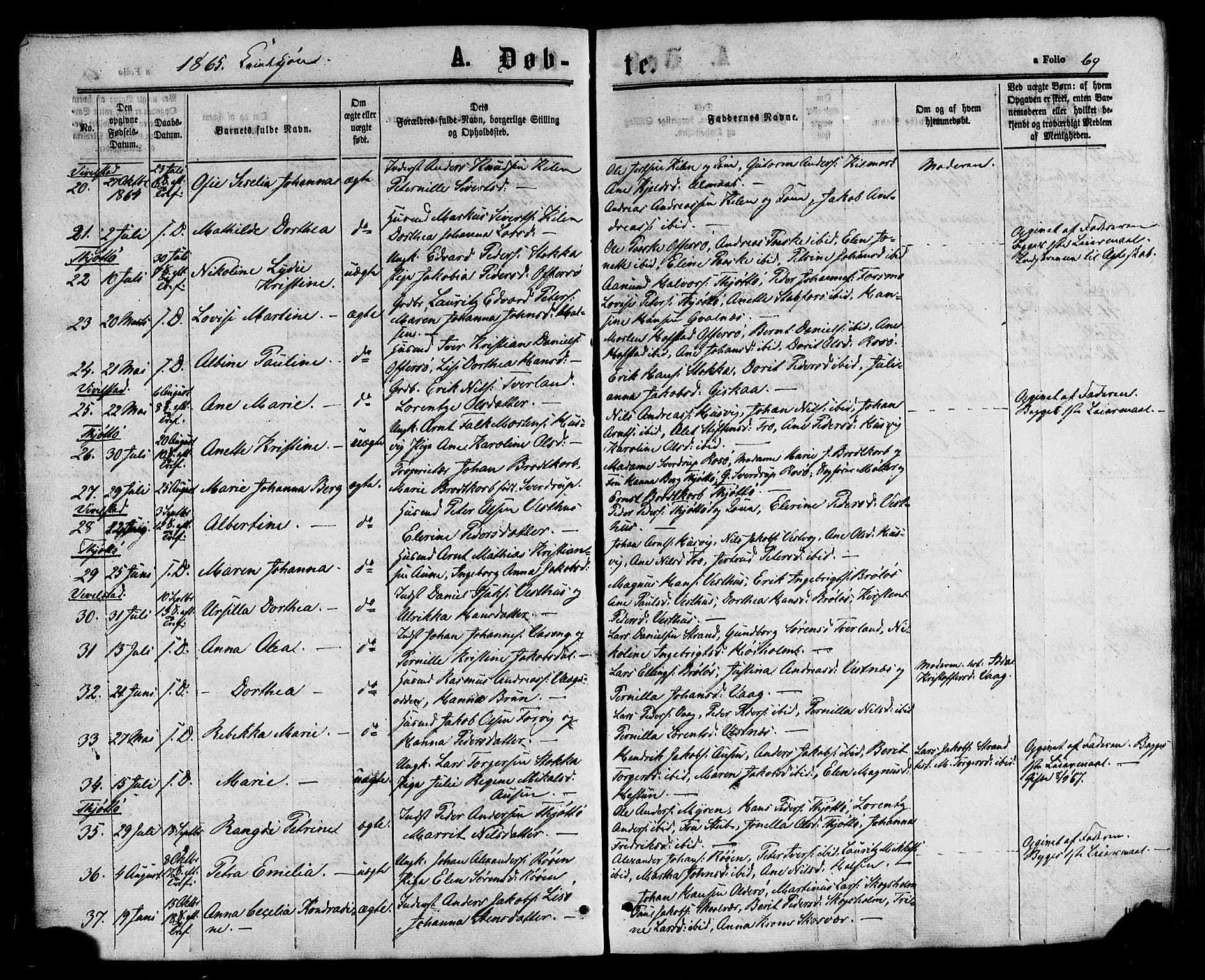 Ministerialprotokoller, klokkerbøker og fødselsregistre - Nordland, SAT/A-1459/817/L0262: Parish register (official) no. 817A03/ 1, 1862-1877, p. 69
