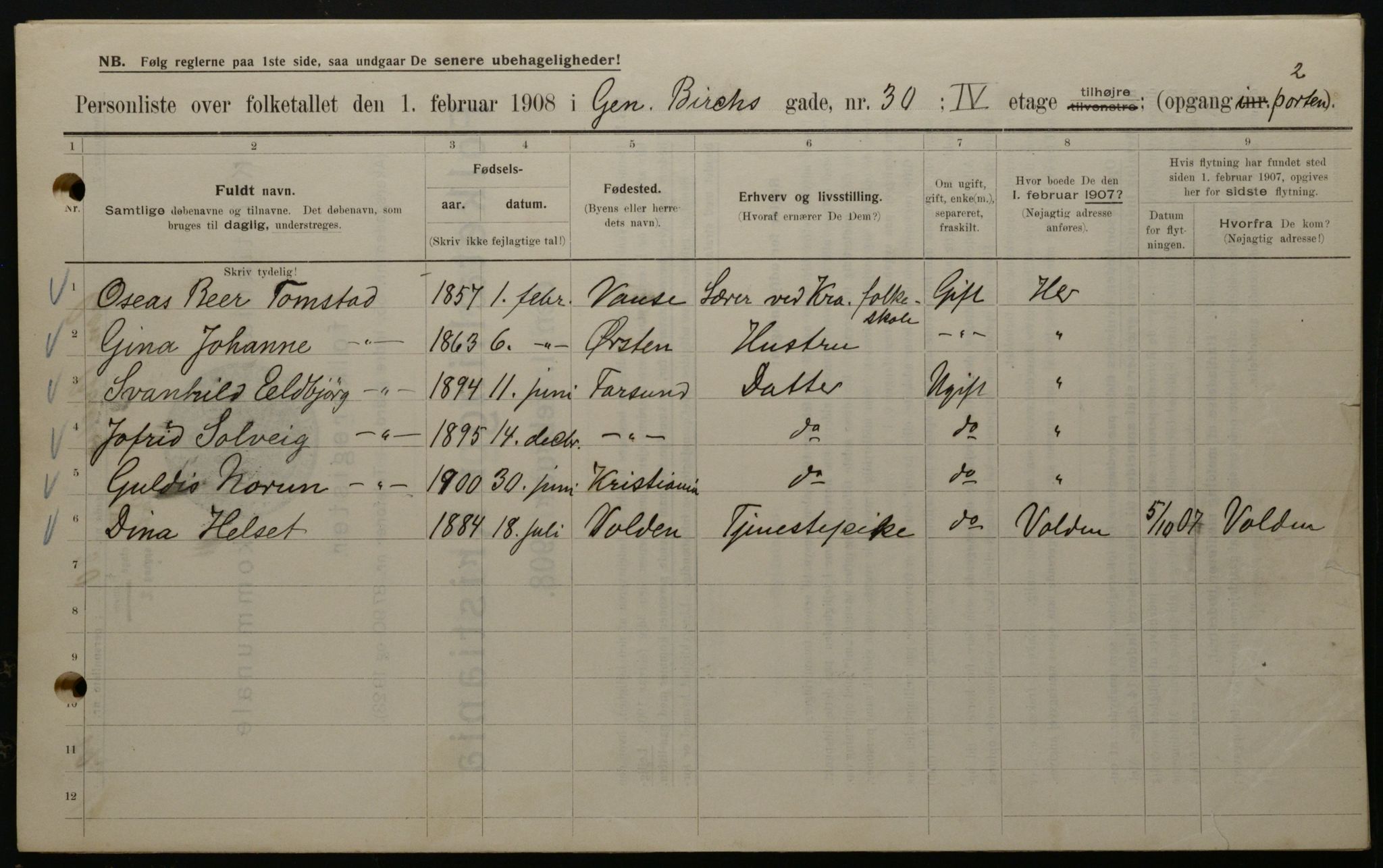 OBA, Municipal Census 1908 for Kristiania, 1908, p. 26187