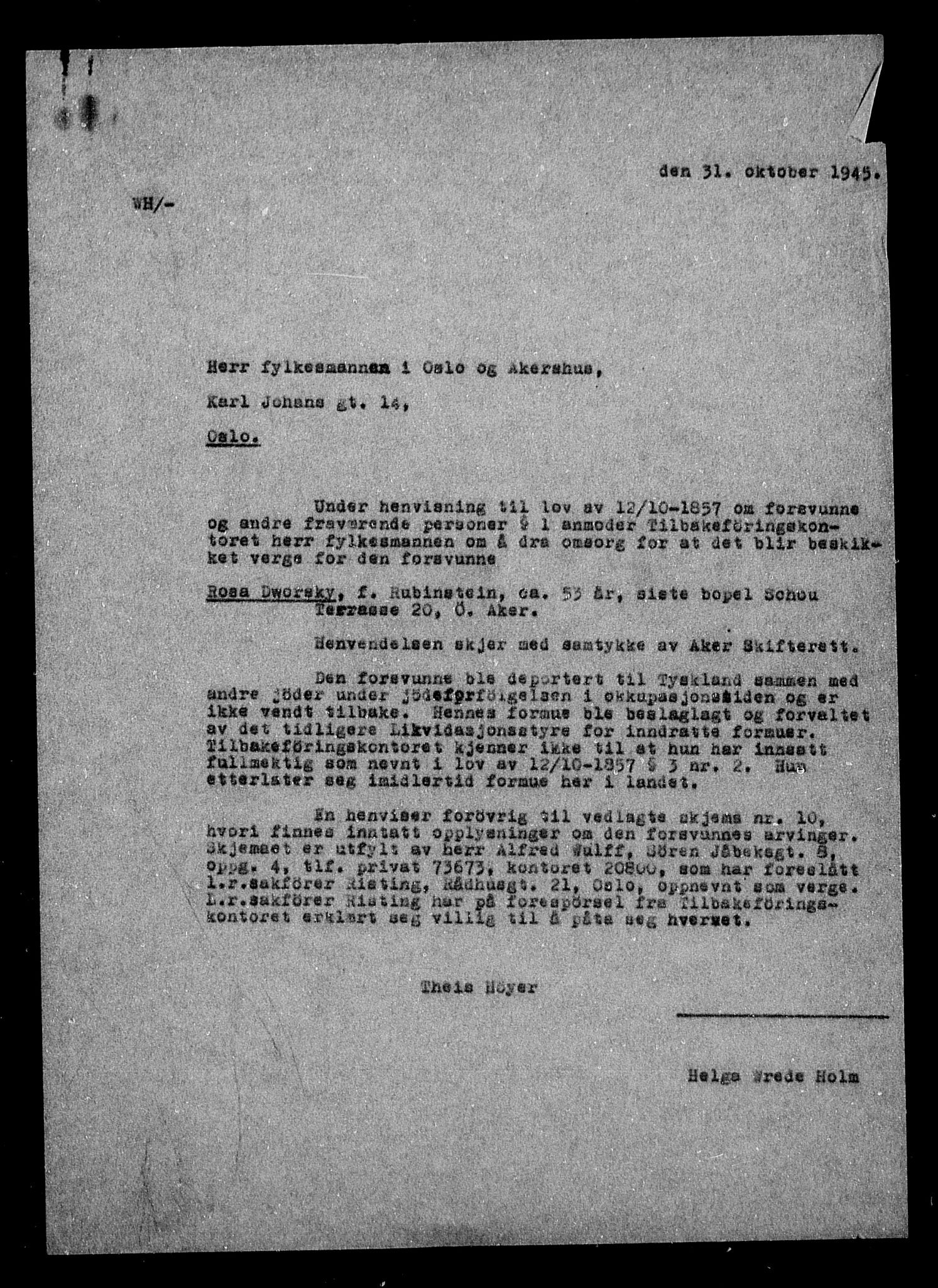 Justisdepartementet, Tilbakeføringskontoret for inndratte formuer, AV/RA-S-1564/H/Hc/Hcc/L0932: --, 1945-1947, p. 18