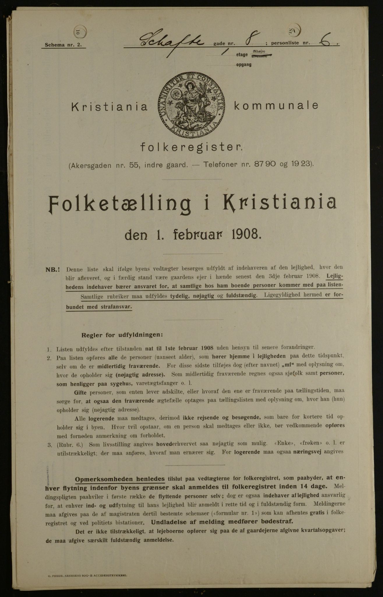 OBA, Municipal Census 1908 for Kristiania, 1908, p. 80560