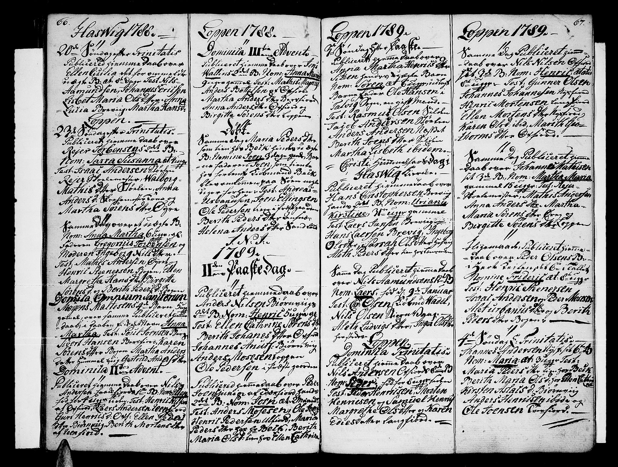 Loppa sokneprestkontor, SATØ/S-1339/H/Ha/L0002kirke: Parish register (official) no. 2, 1785-1821, p. 66-67