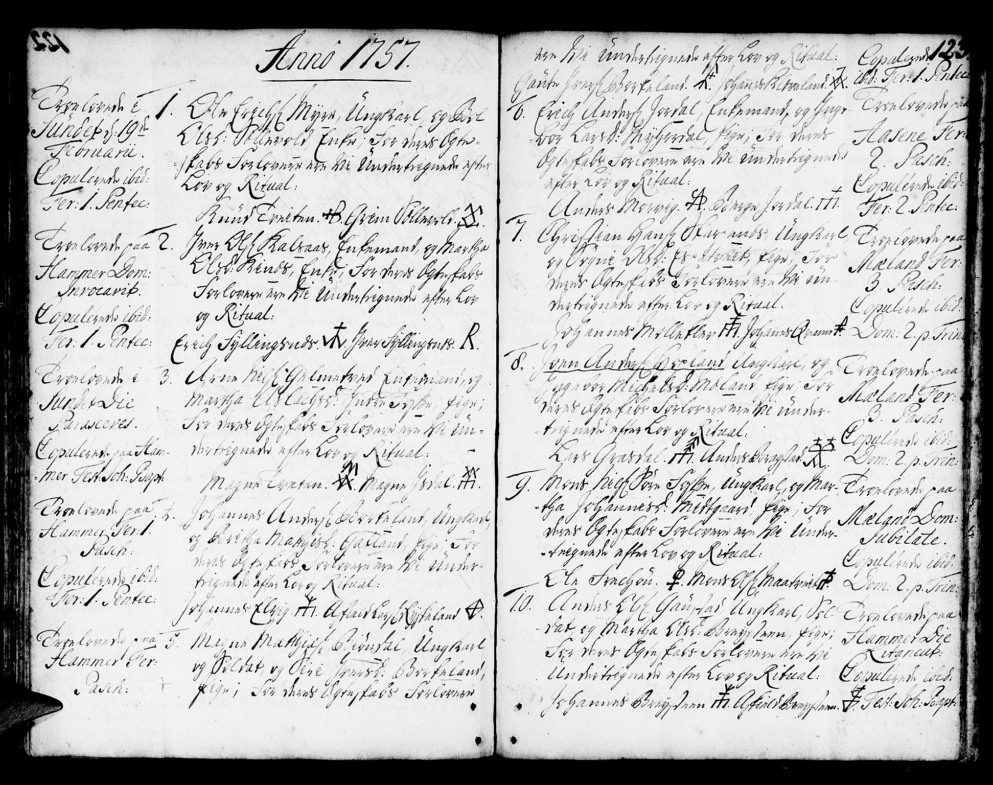 Hamre sokneprestembete, AV/SAB-A-75501/H/Ha/Haa/Haaa/L0006: Parish register (official) no. A 6, 1750-1761, p. 123