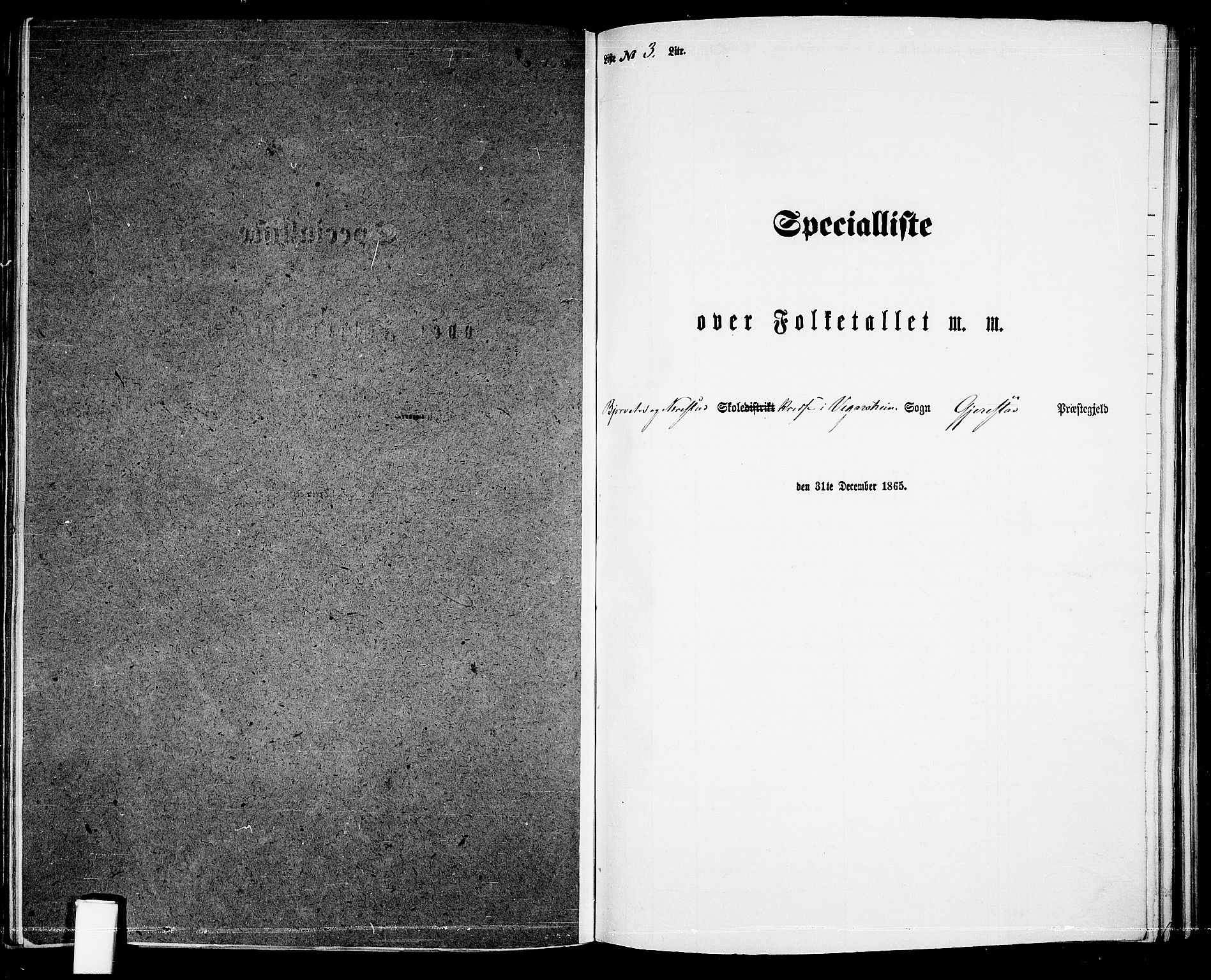 RA, 1865 census for Gjerstad, 1865, p. 160