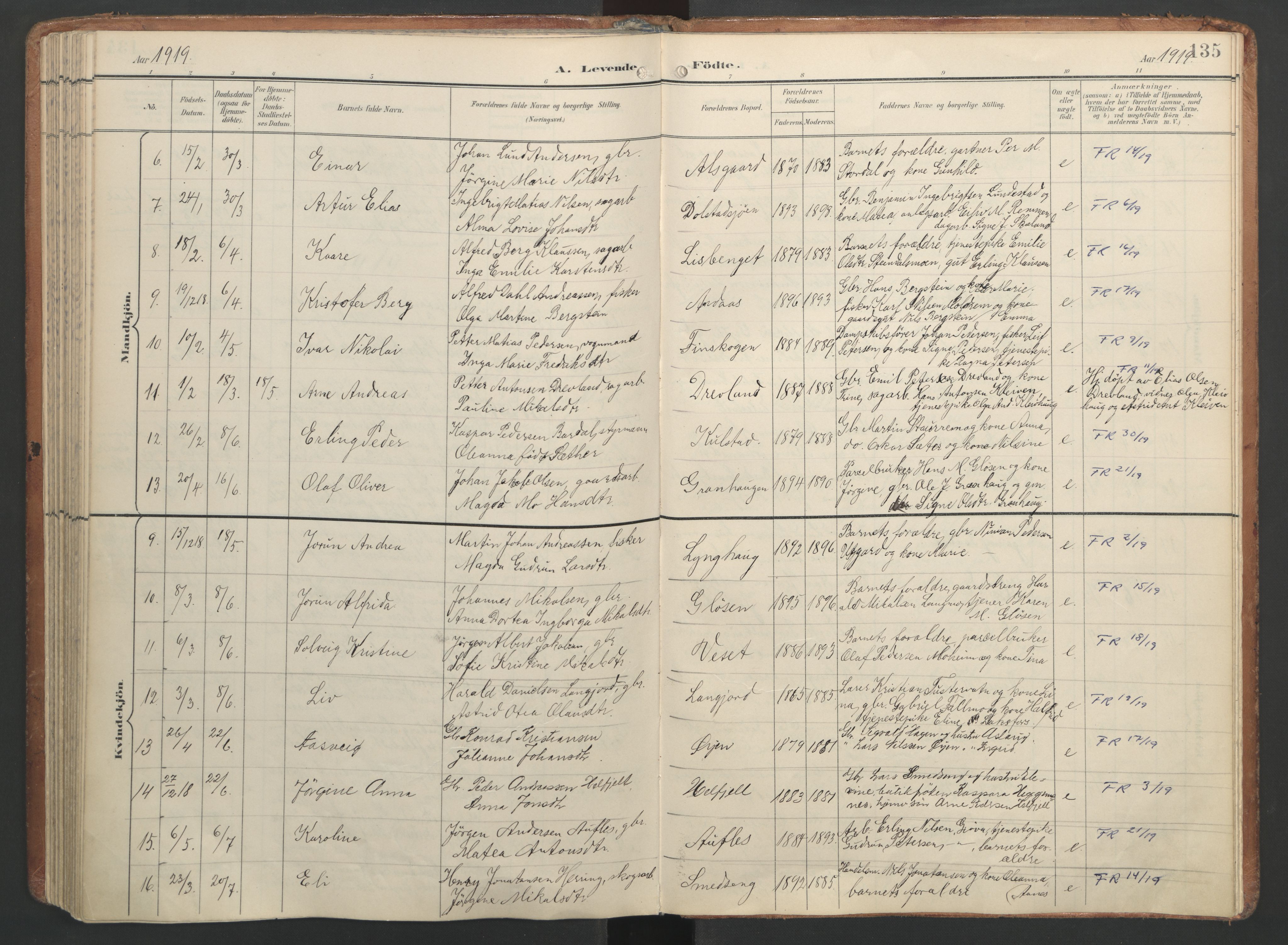 Ministerialprotokoller, klokkerbøker og fødselsregistre - Nordland, AV/SAT-A-1459/820/L0297: Parish register (official) no. 820A18, 1897-1917, p. 135