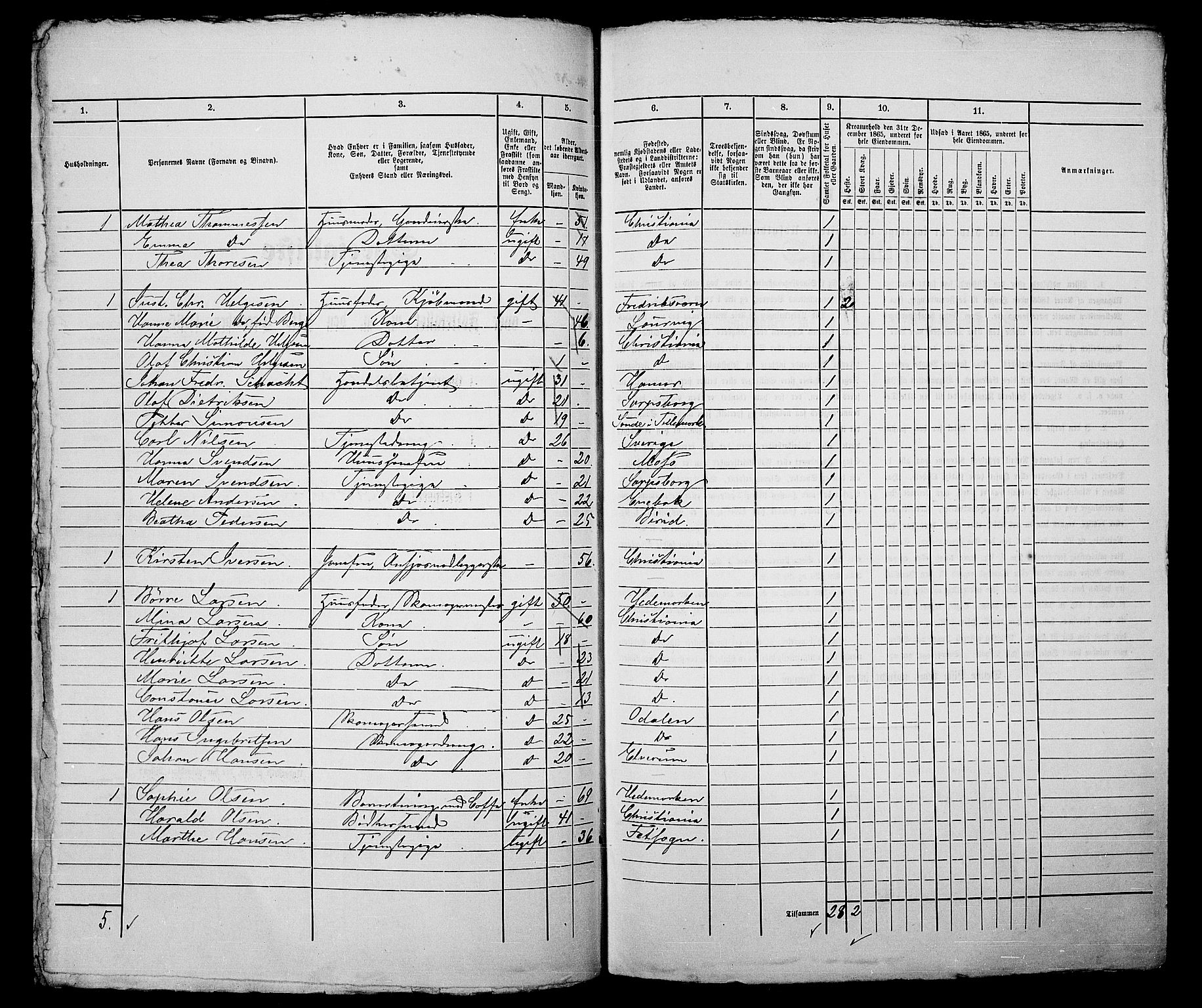 RA, 1865 census for Kristiania, 1865, p. 347