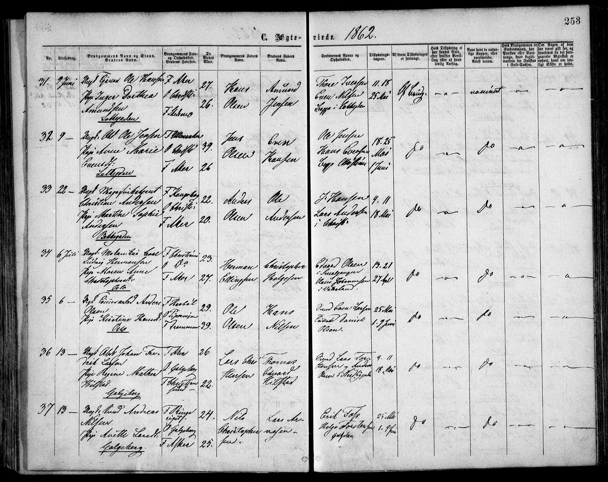 Grønland prestekontor Kirkebøker, AV/SAO-A-10848/F/Fa/L0003: Parish register (official) no. 3, 1862-1868, p. 253