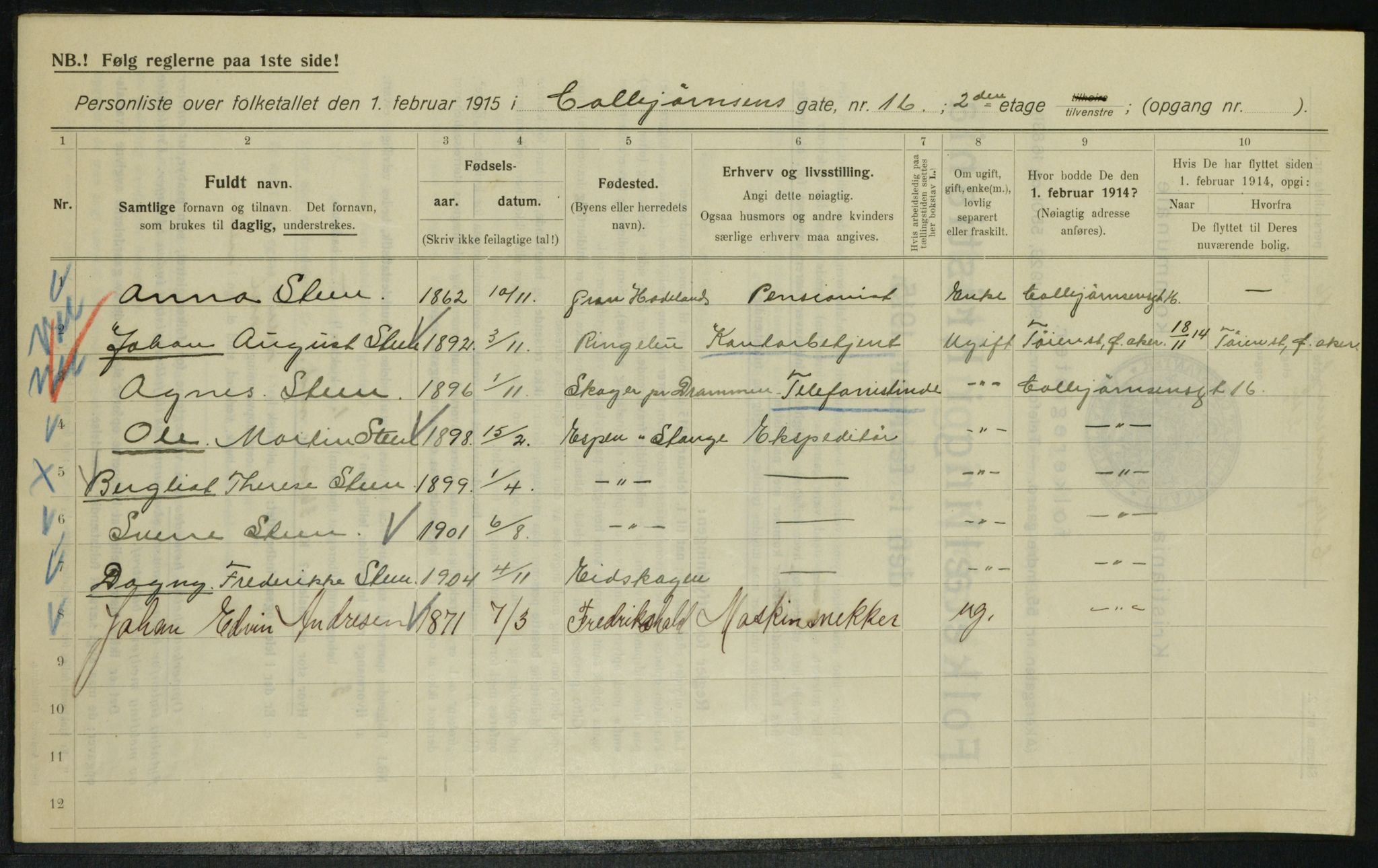 OBA, Municipal Census 1915 for Kristiania, 1915, p. 13062