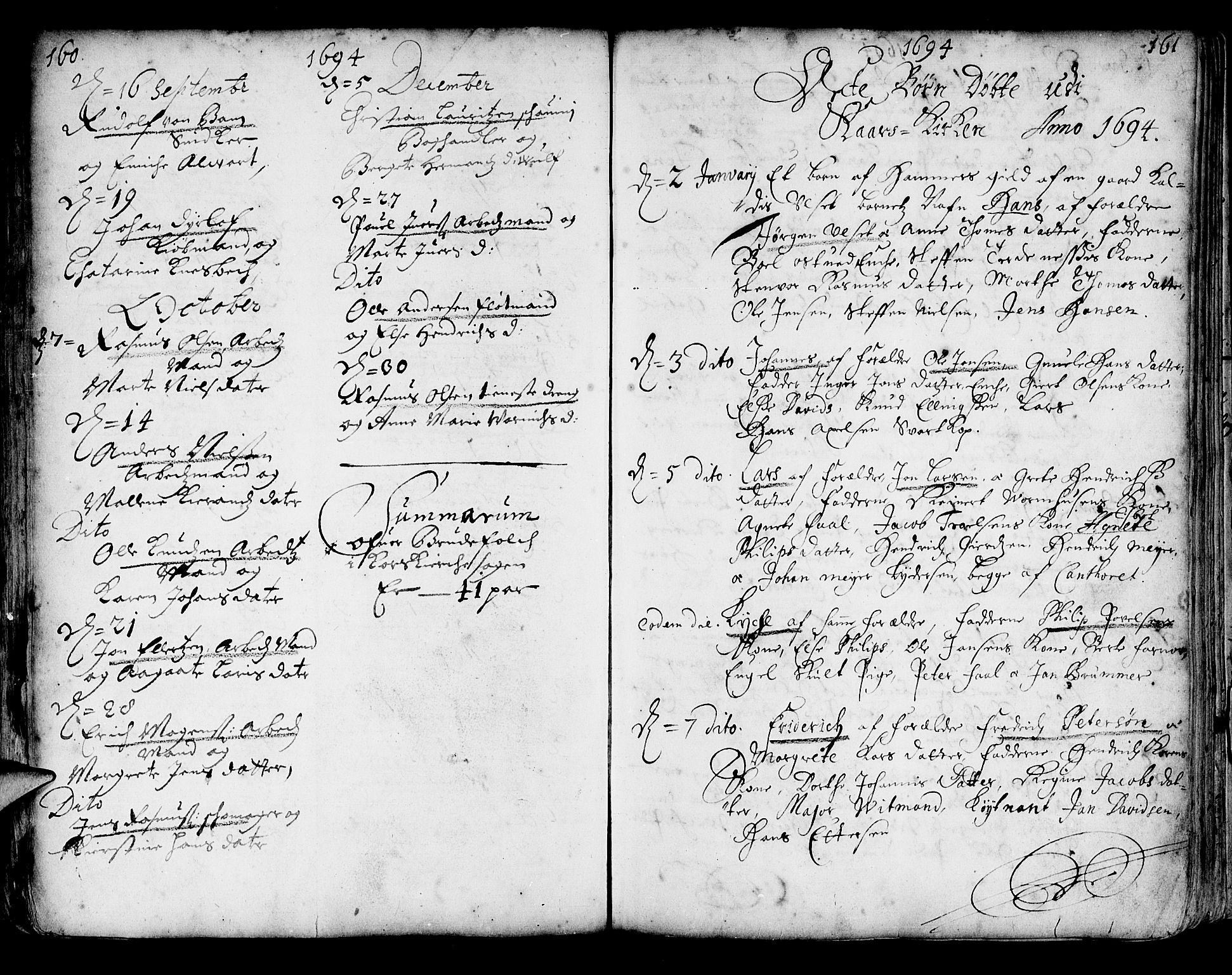 Korskirken sokneprestembete, SAB/A-76101/H/Haa/L0002: Parish register (official) no. A 2, 1688-1697, p. 160-161