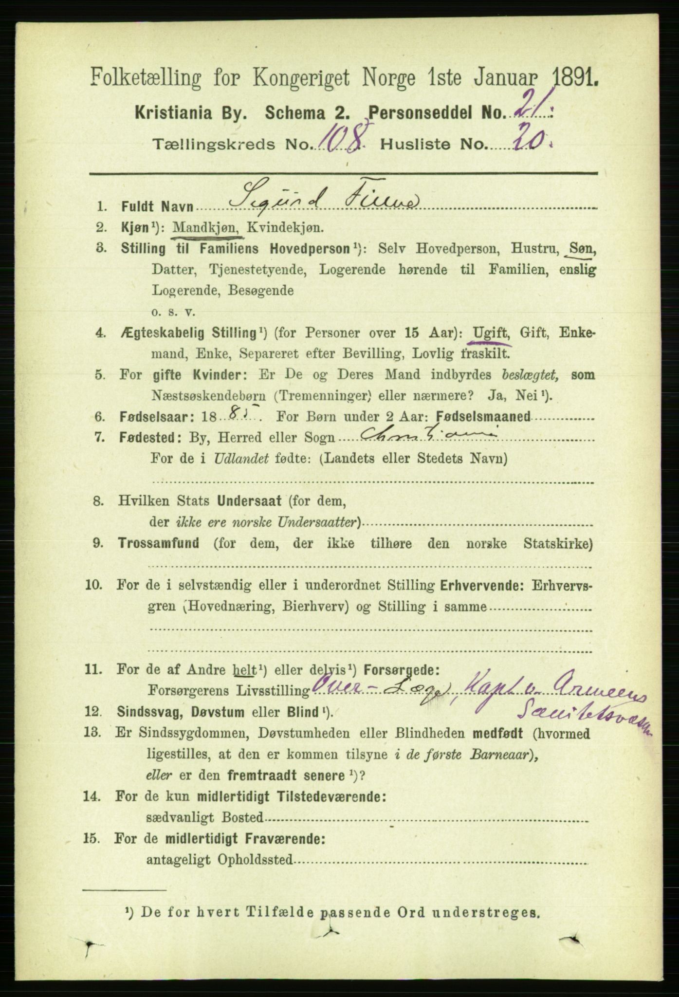 RA, 1891 census for 0301 Kristiania, 1891, p. 56075