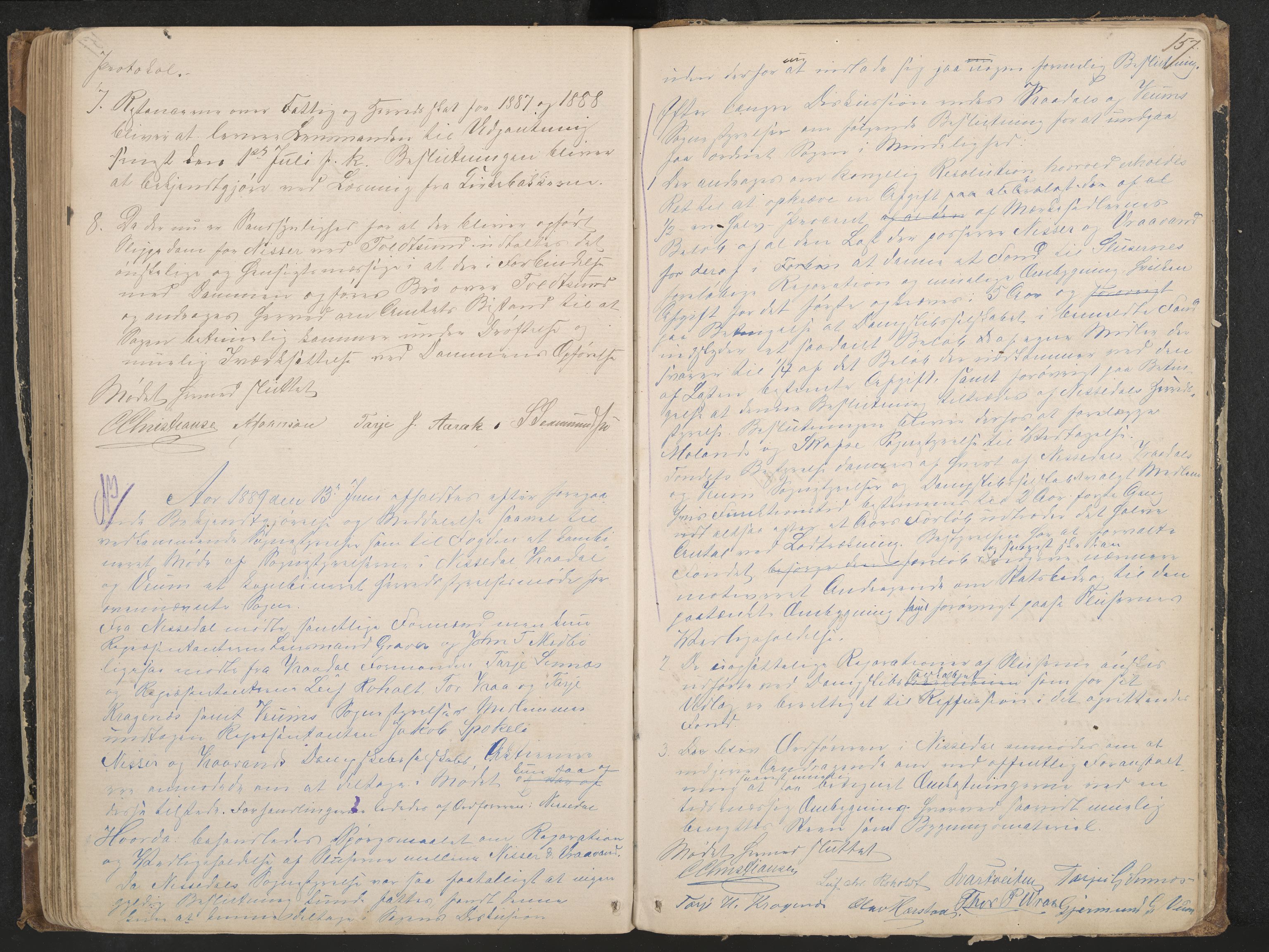 Nissedal formannskap og sentraladministrasjon, IKAK/0830021-1/A/L0002: Møtebok, 1870-1892, p. 157