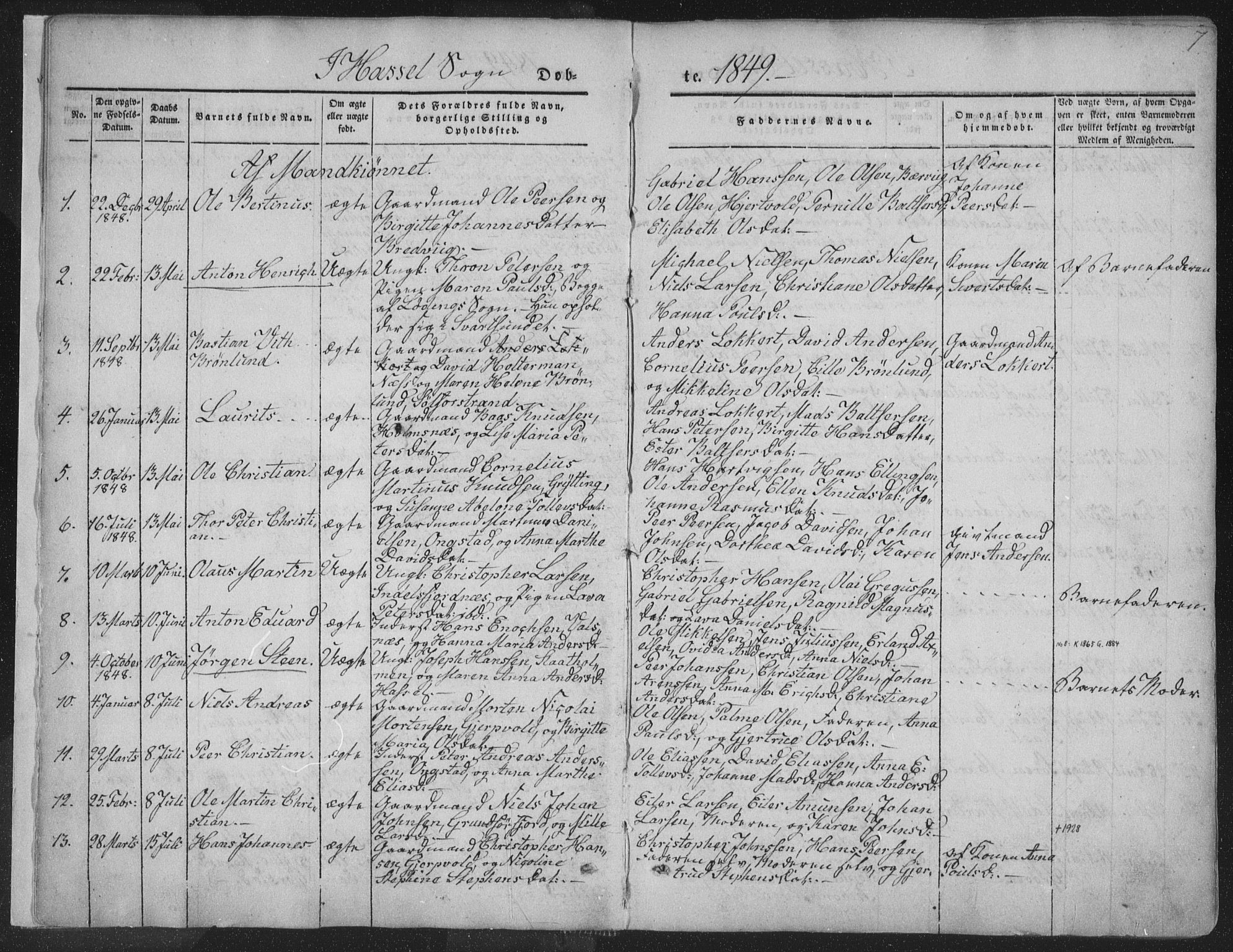 Ministerialprotokoller, klokkerbøker og fødselsregistre - Nordland, AV/SAT-A-1459/888/L1241: Parish register (official) no. 888A07, 1849-1869, p. 7