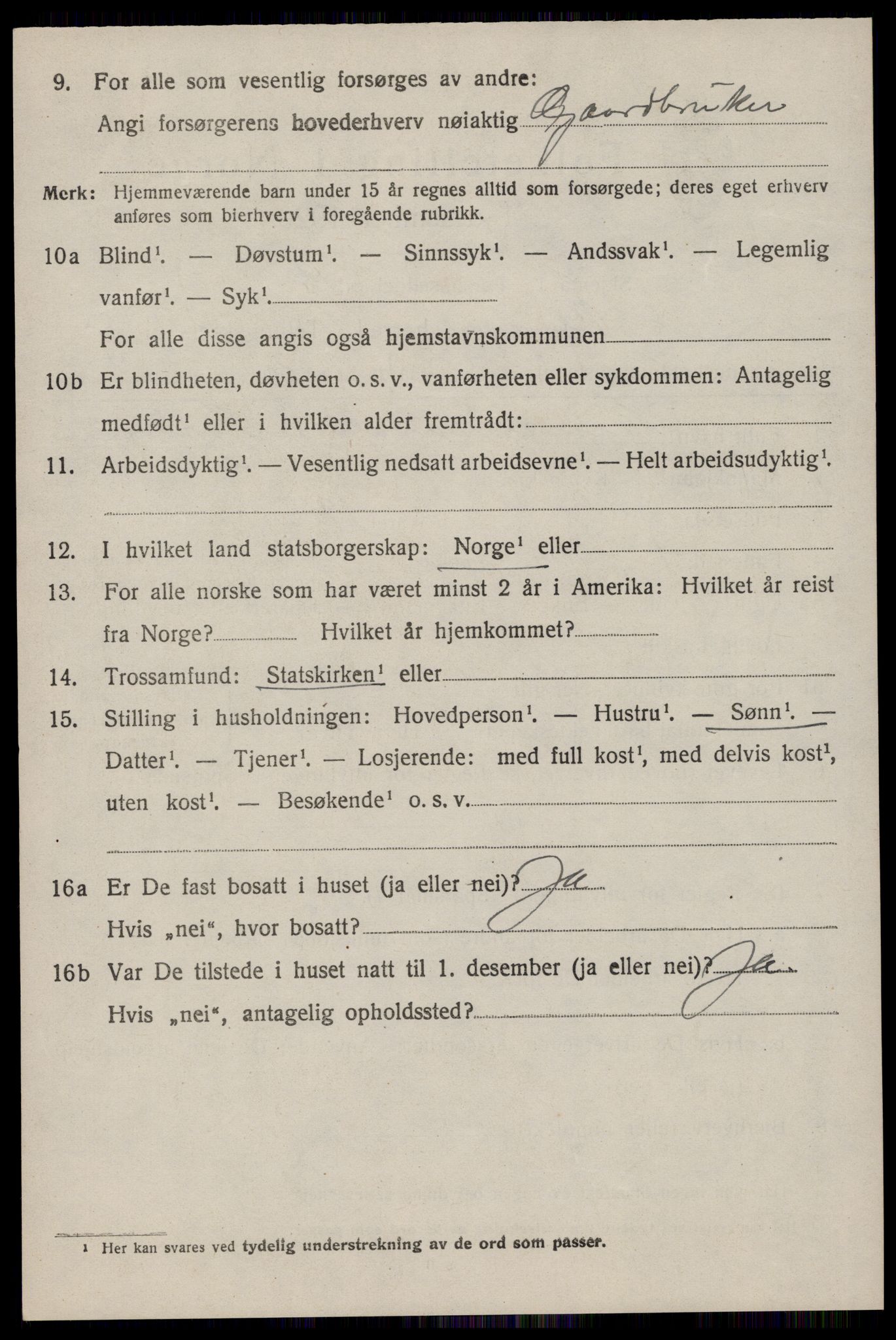 SAST, 1920 census for Klepp, 1920, p. 5929