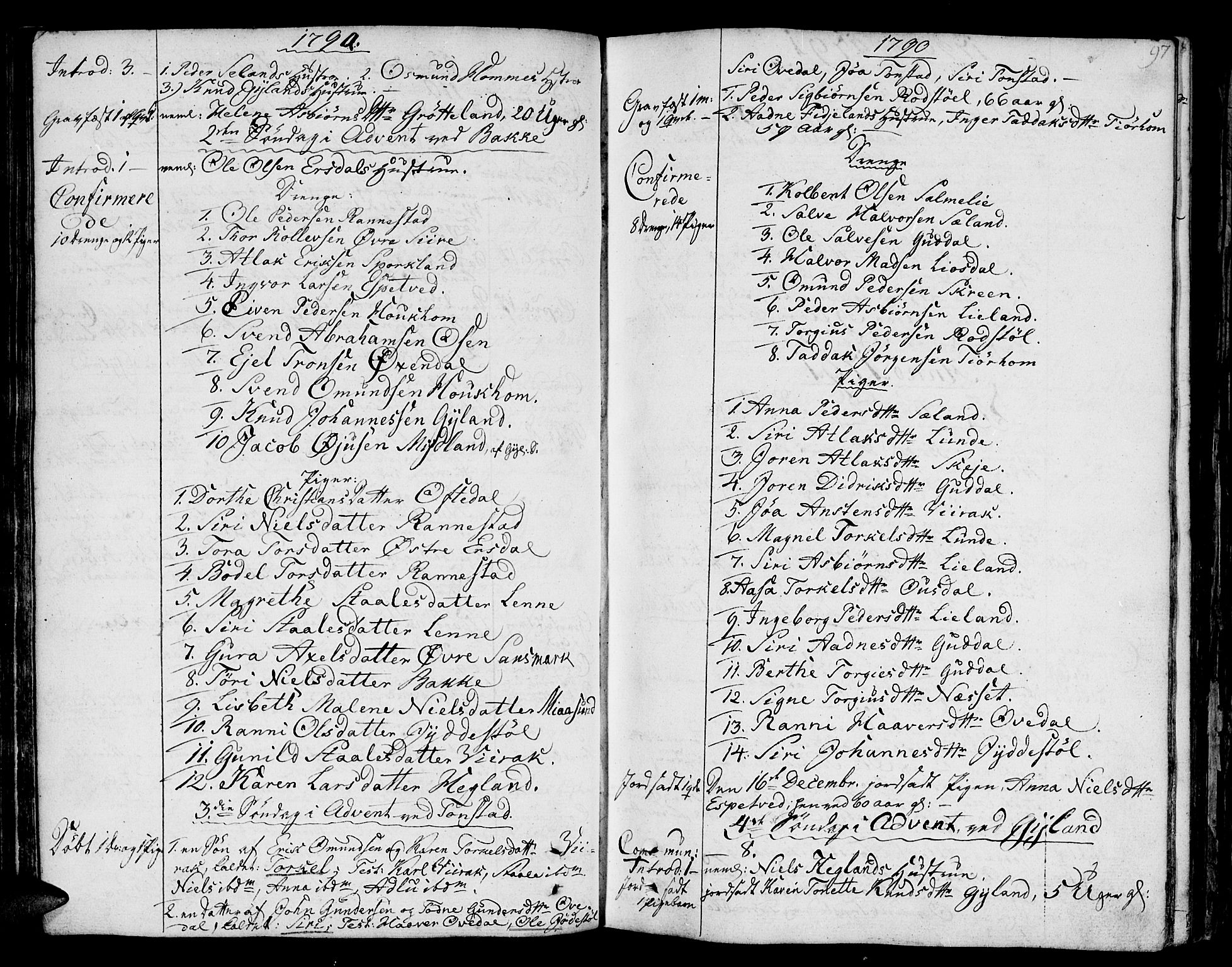 Bakke sokneprestkontor, SAK/1111-0002/F/Fa/Faa/L0002: Parish register (official) no. A 2, 1780-1816, p. 97