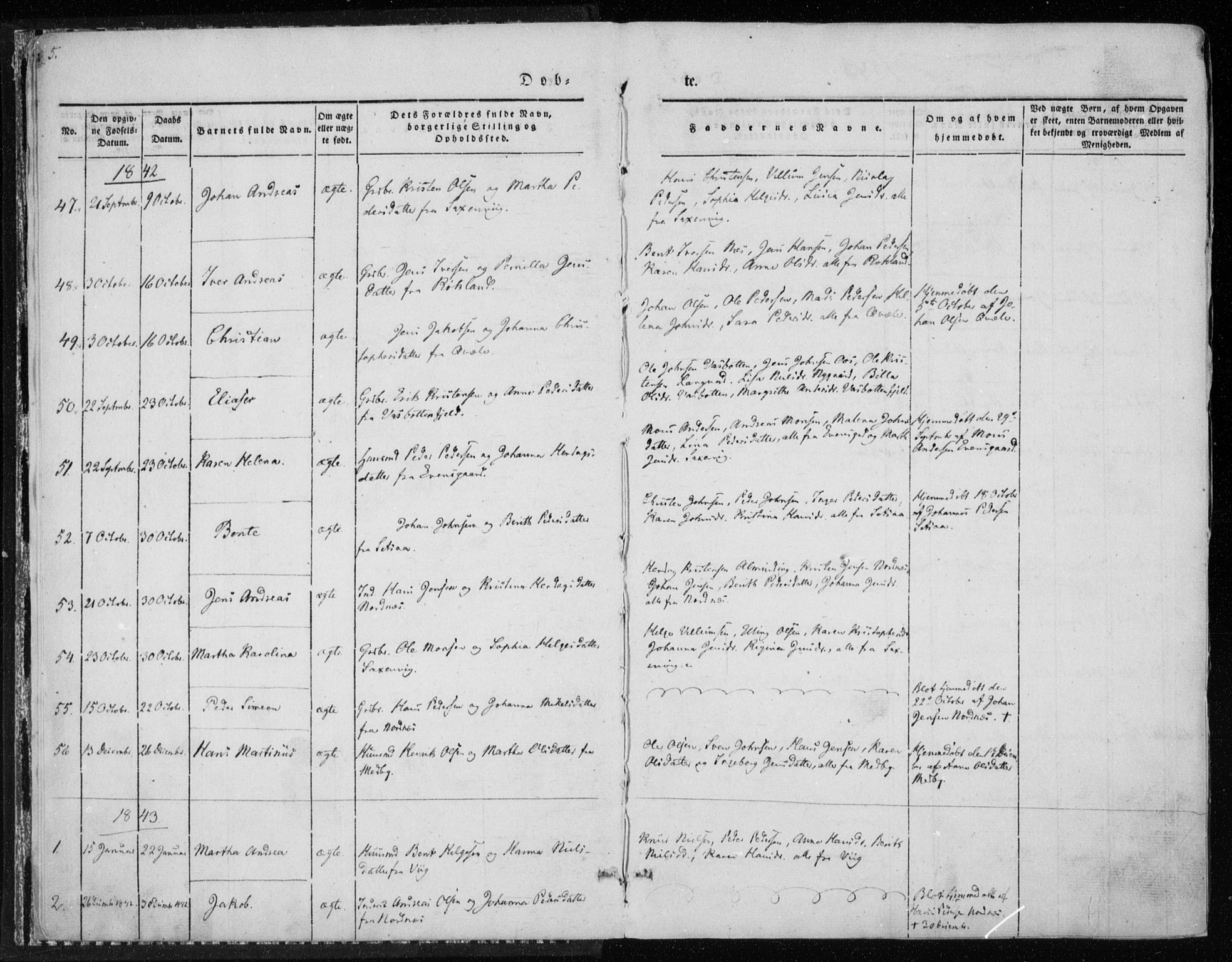 Ministerialprotokoller, klokkerbøker og fødselsregistre - Nordland, SAT/A-1459/847/L0666: Parish register (official) no. 847A06, 1842-1871, p. 5