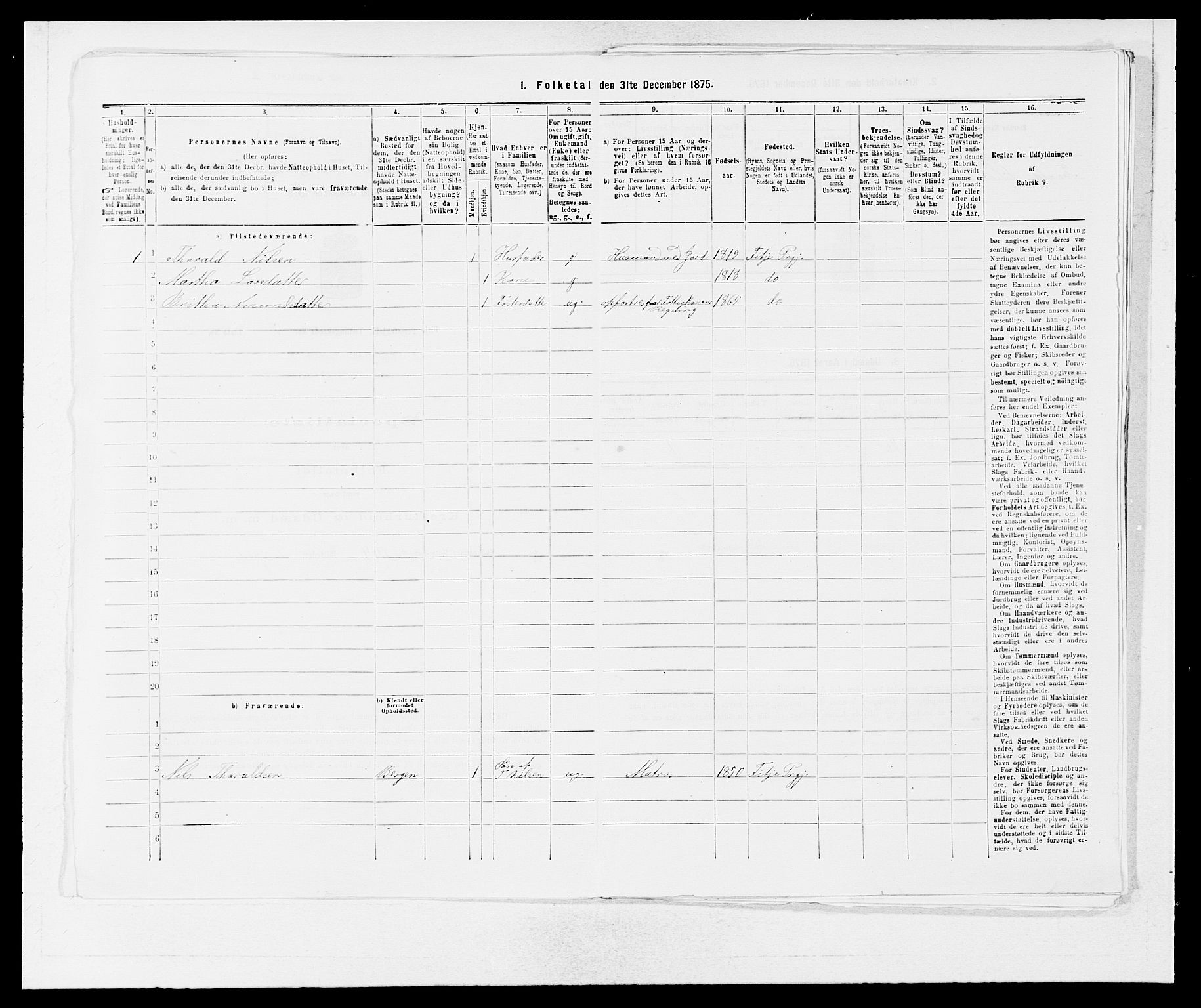 SAB, 1875 census for 1222P Fitjar, 1875, p. 826