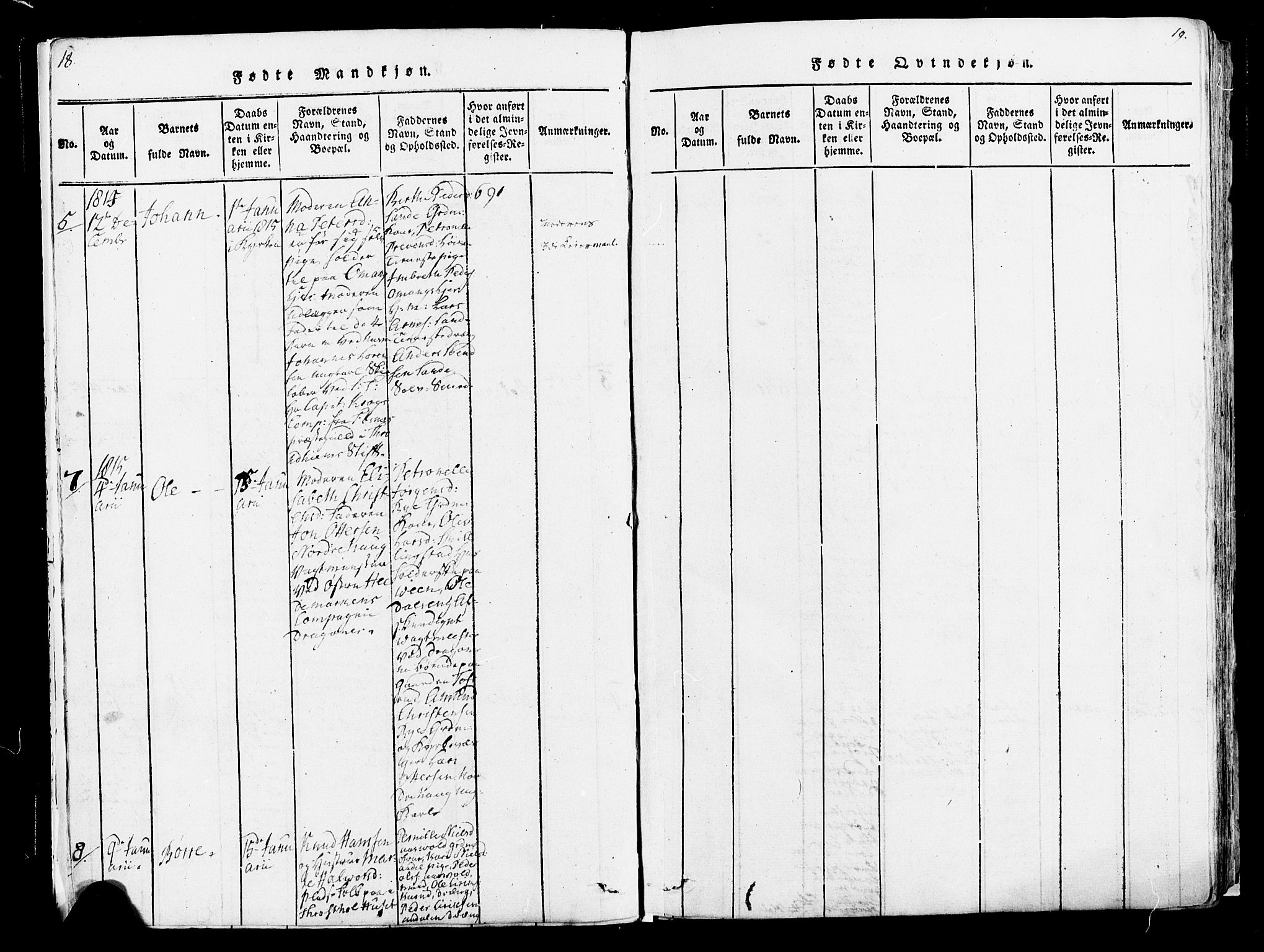 Løten prestekontor, SAH/PREST-022/K/Ka/L0005: Parish register (official) no. 5, 1814-1832, p. 18-19