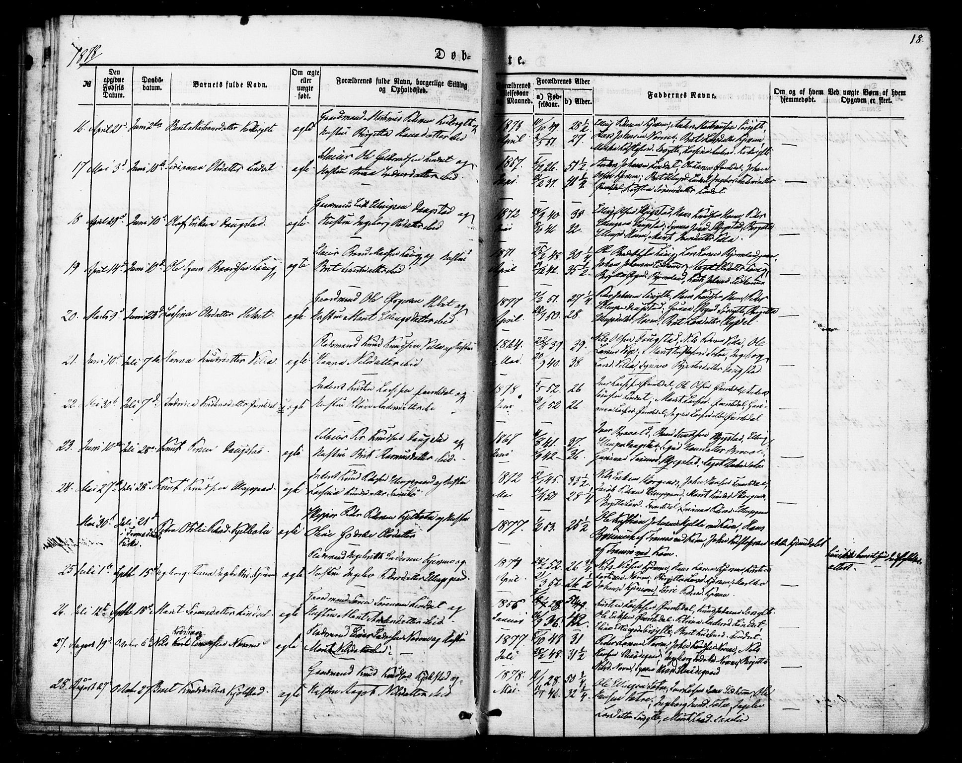 Ministerialprotokoller, klokkerbøker og fødselsregistre - Møre og Romsdal, AV/SAT-A-1454/541/L0545: Parish register (official) no. 541A02, 1872-1886, p. 18