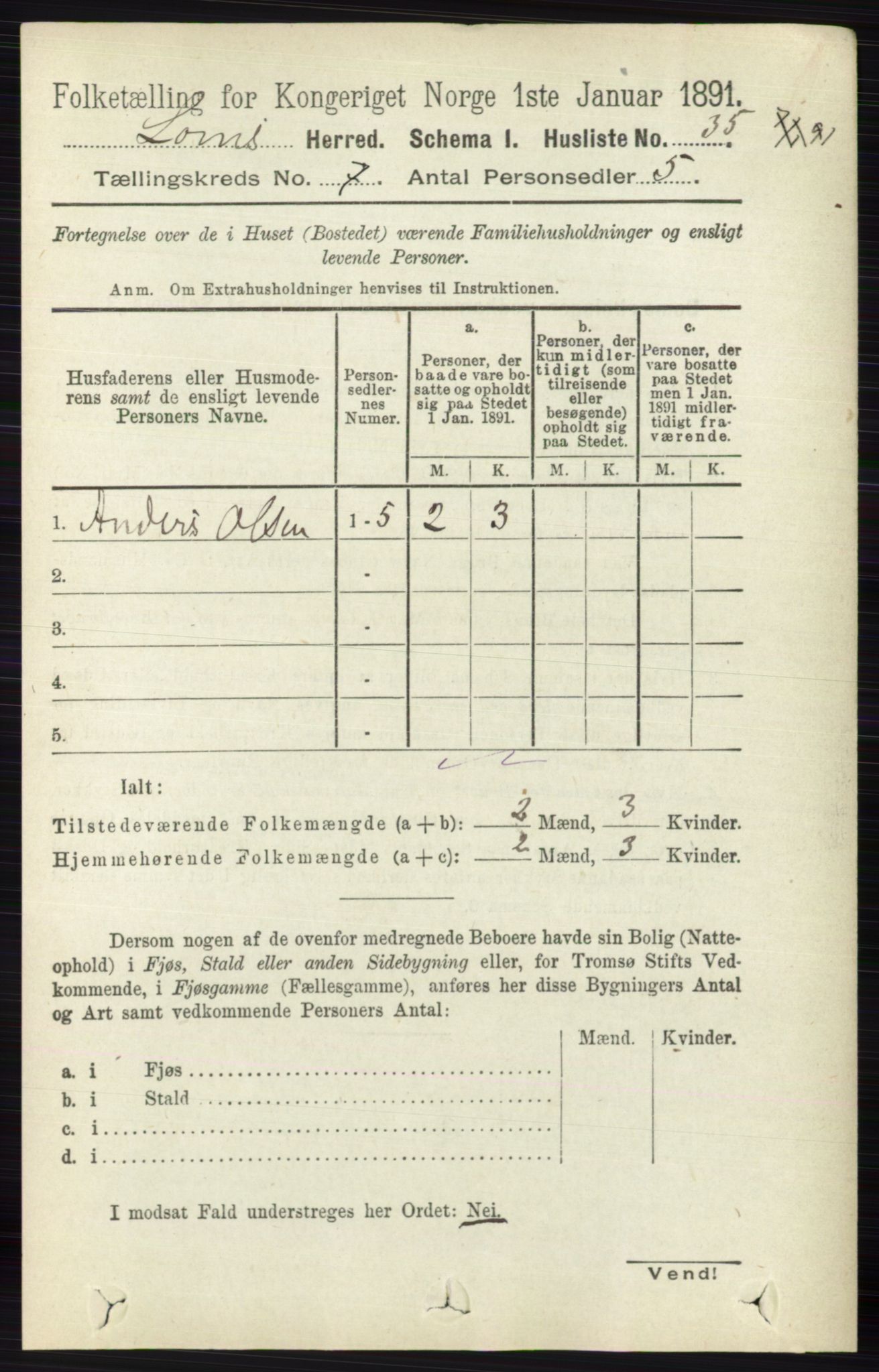 RA, 1891 census for 0514 Lom, 1891, p. 2794