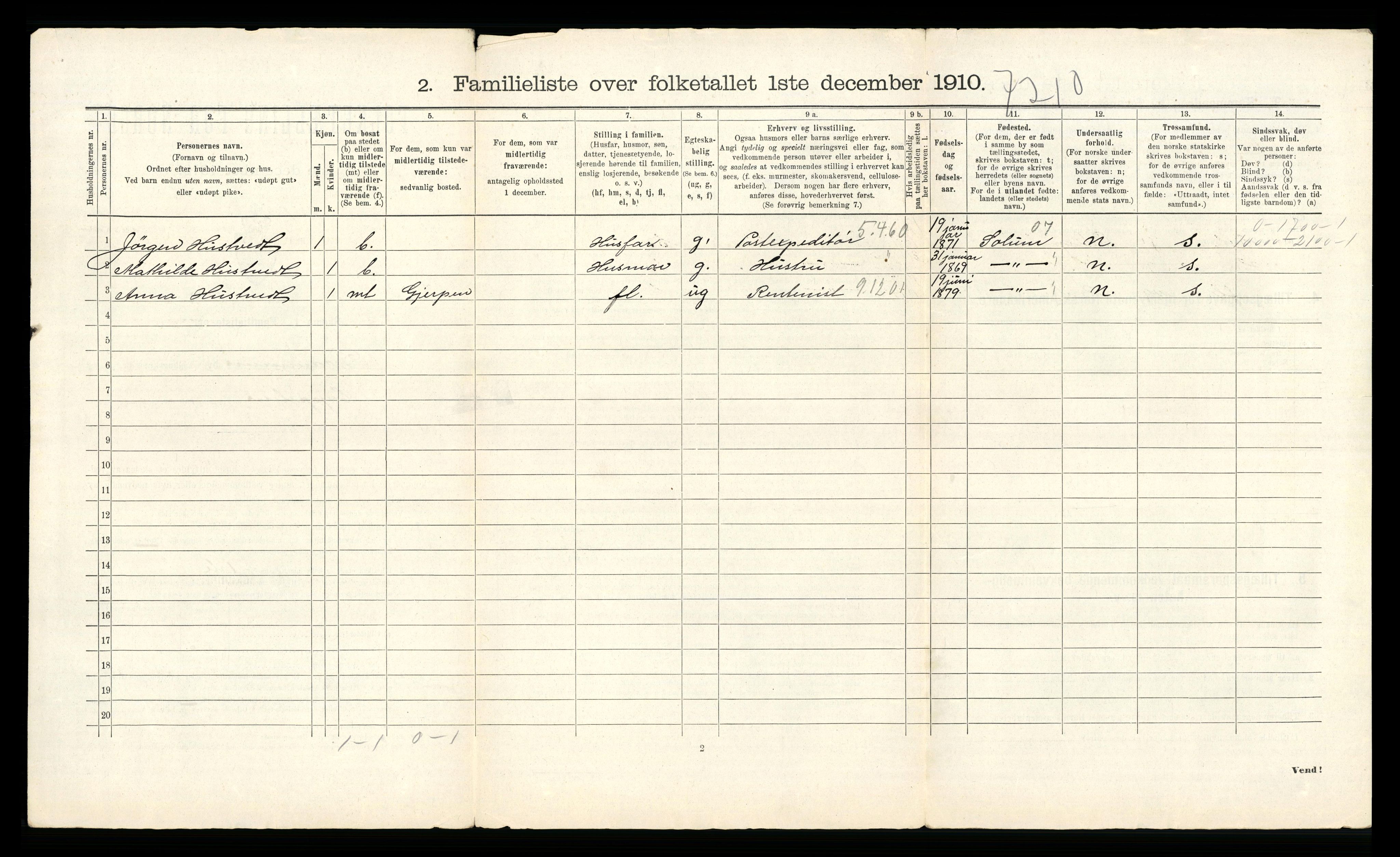 RA, 1910 census for Drammen, 1910, p. 3237