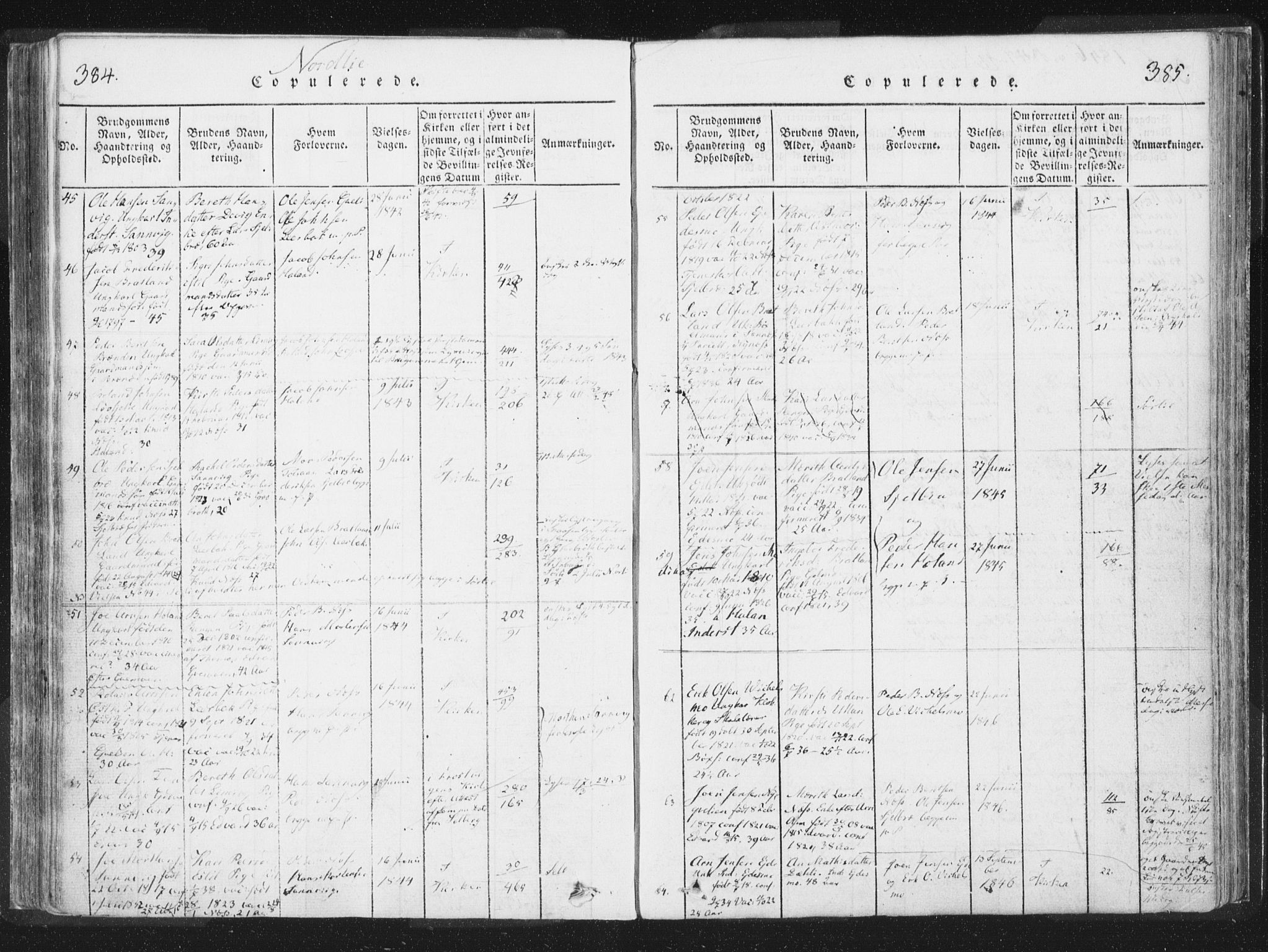 Ministerialprotokoller, klokkerbøker og fødselsregistre - Nord-Trøndelag, AV/SAT-A-1458/755/L0491: Parish register (official) no. 755A01 /1, 1817-1864, p. 384-385